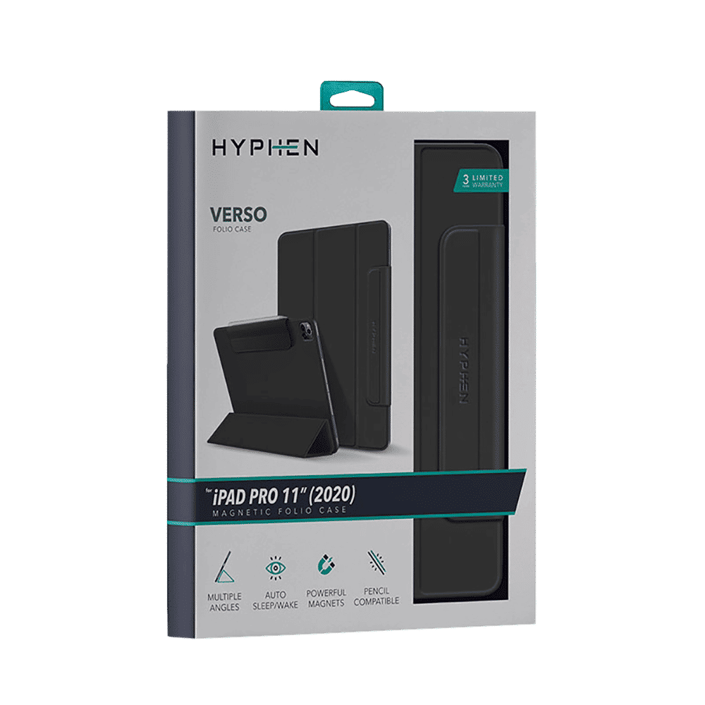 HYPHEN VERSO Folio Polyurethane Flip Case for Apple iPad Pro 11 Inch (3rd, 4th & 5th Gen) (Built-in Magnet, Black)_6