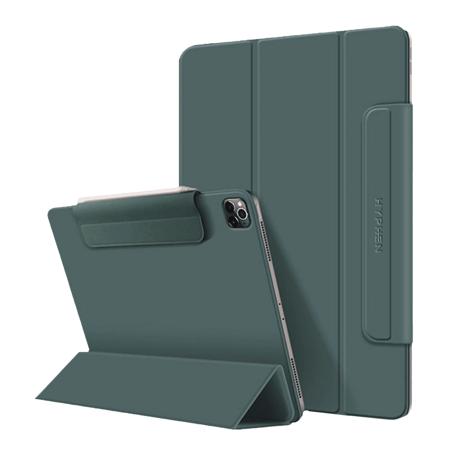 Hyphen VERSO Polyurethane Folio Case for Apple iPad Pro 12.9 Inch (3rd, 4th & 5th Gen) (Built-in Magnet, Midnight Green)_1