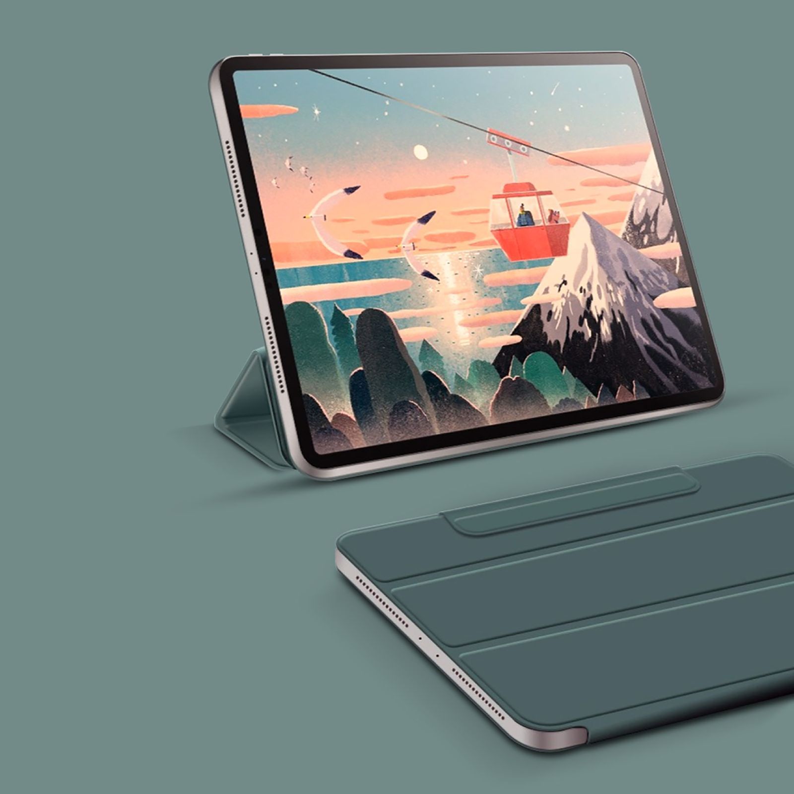 Hyphen VERSO Polyurethane Folio Case for Apple iPad Pro 12.9 Inch (3rd, 4th & 5th Gen) (Built-in Magnet, Midnight Green)_7