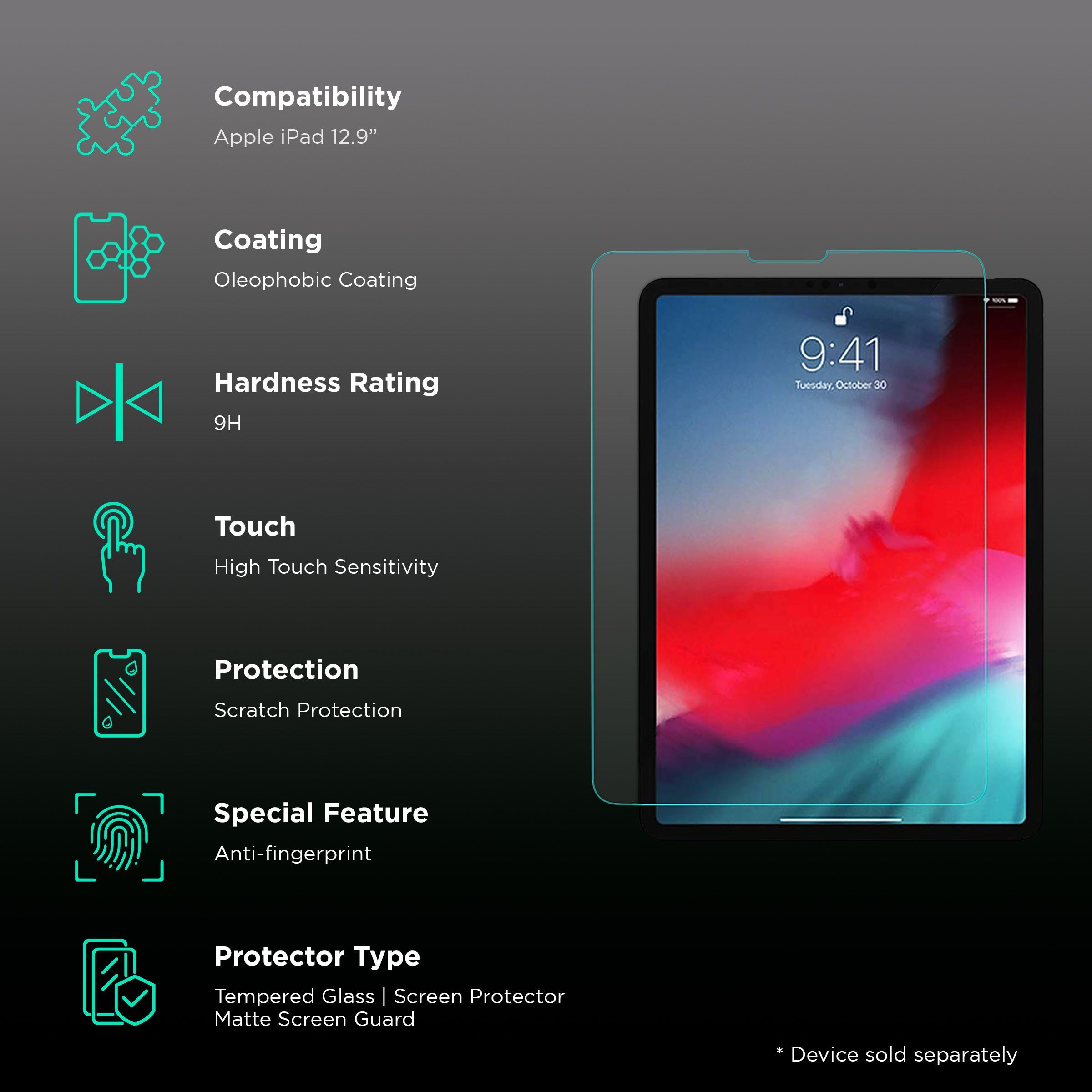 Hyphen DEFENDR Screen Protector for Apple iPad 12.9 Inch (Oleophobic & Hydrophobic Coating)_2