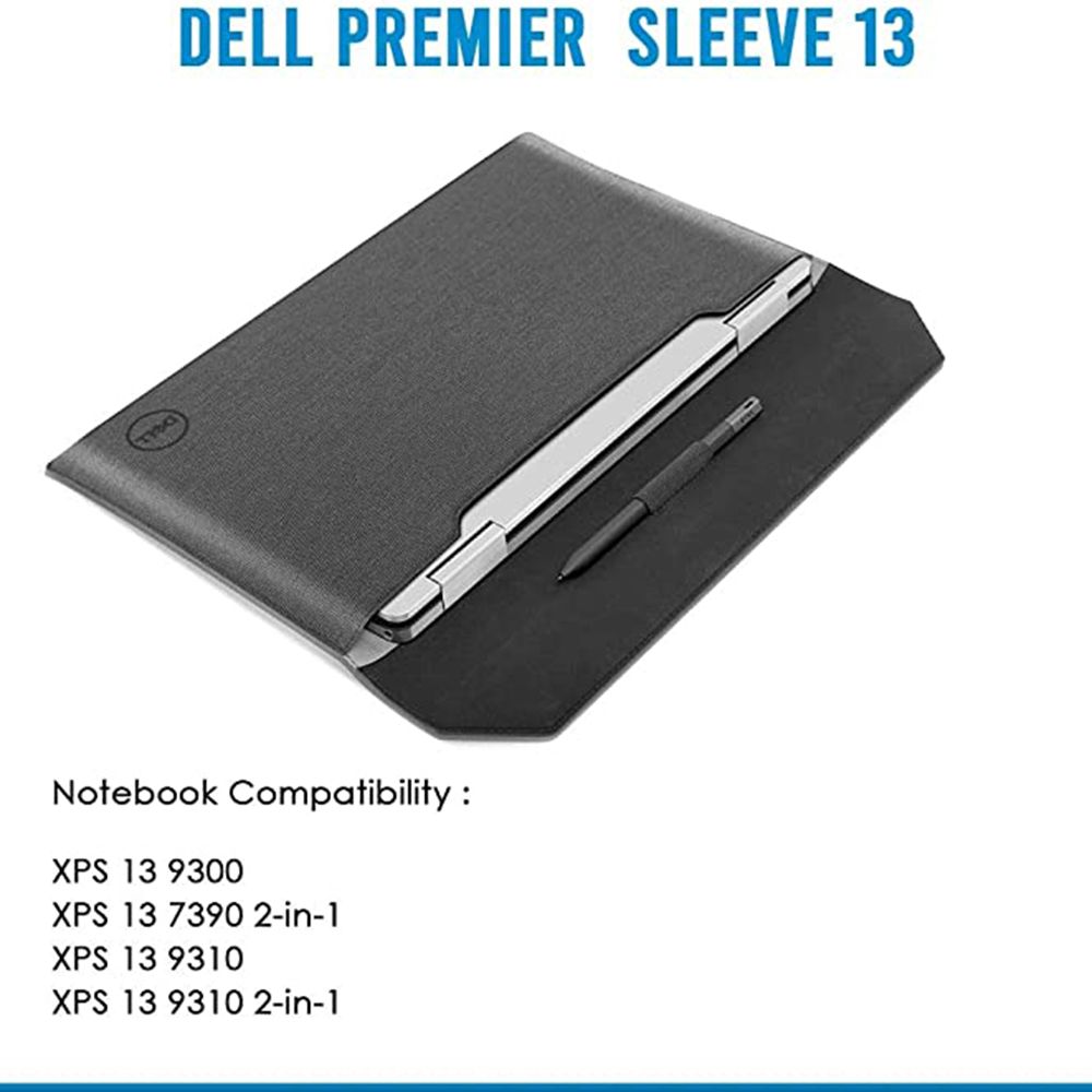 DELL Premier Leather Laptop Sleeve for 13 Inch Laptop (Water Resistant, Black)_7