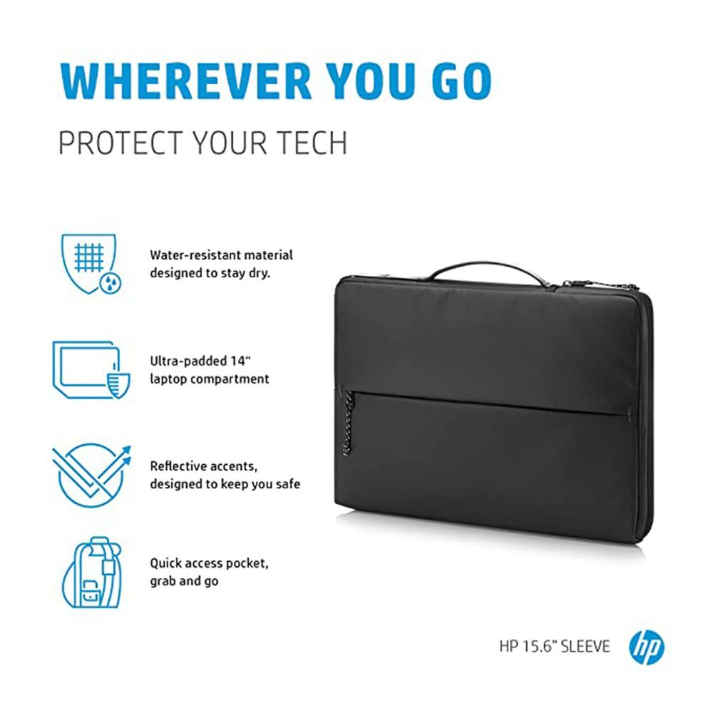 HP Polyester Laptop Sleeve for 15.6 Inch Laptop (Water Resistant, Black)_5