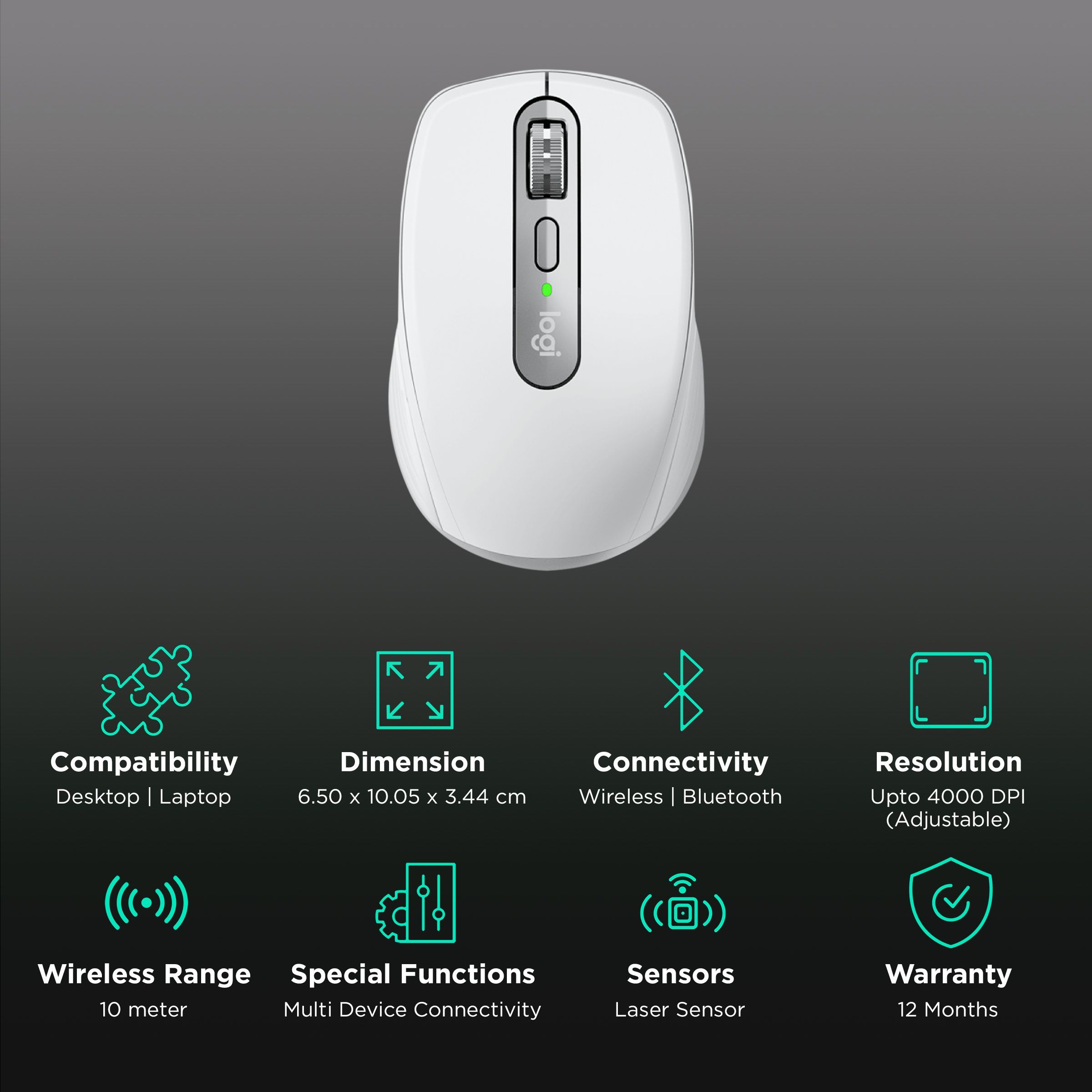 logitech MX Anywhere 3 Rechargeable Wireless Laser Performance Mouse (4000 DPI Adjustable, Multi Device Connectivity, Pale Gray) logitech MX Anywhere 3 Rechargeable Wireless Laser Performance Mouse (4000 DPI Adjustable, Multi Device Connectivity, Pale Gray)_2