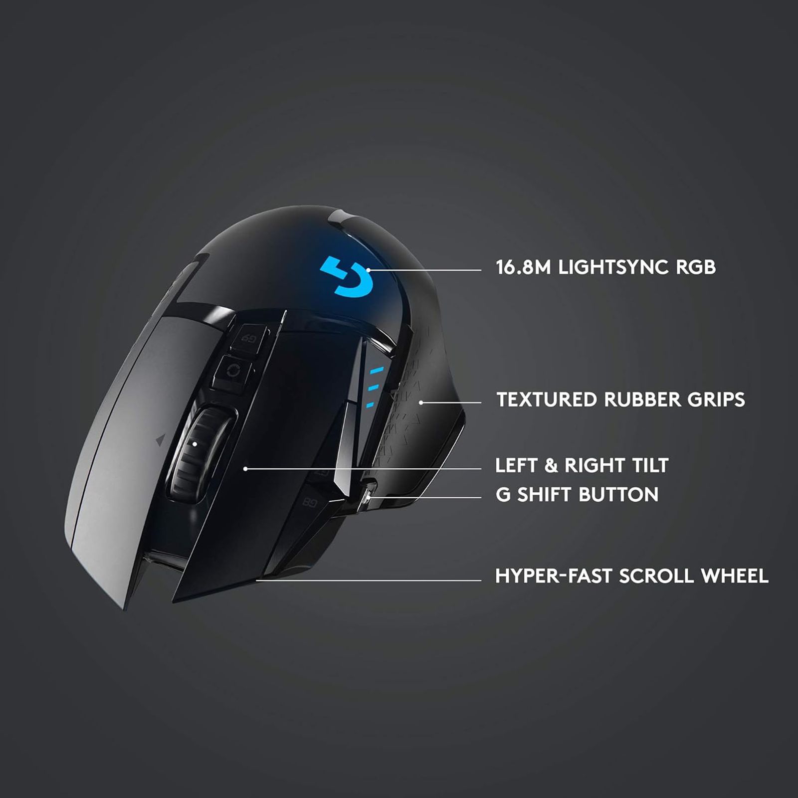 logitech G502 Lightspeed Wireless Mouse (Lightsync RGB Lighting, 910-005569, Black)_14