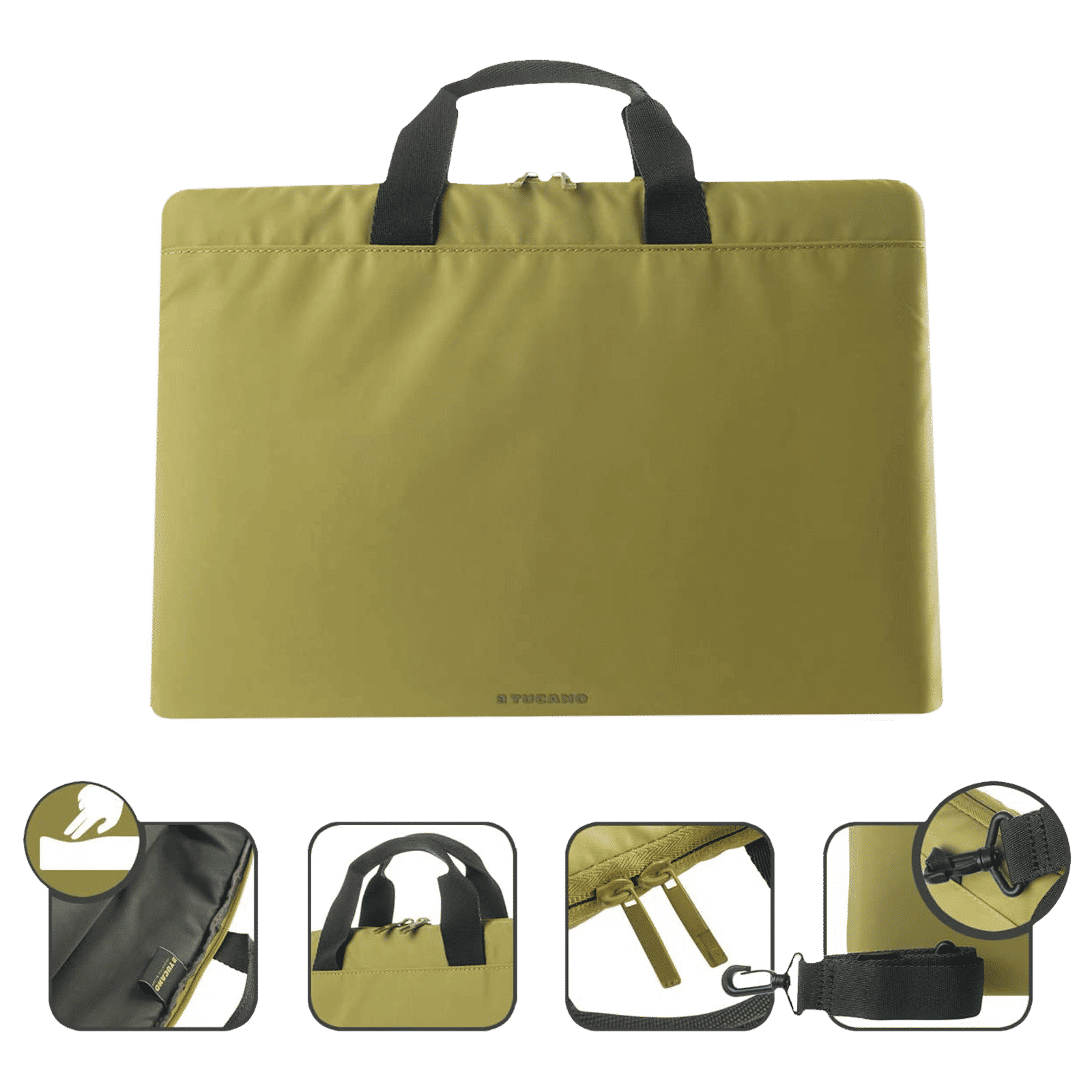 TUCANO Minilux Nylon Laptop Sleeve for 13, 14 & 15 Inch Laptop (Internal Anti-shock Padding, Acid Green)_7
