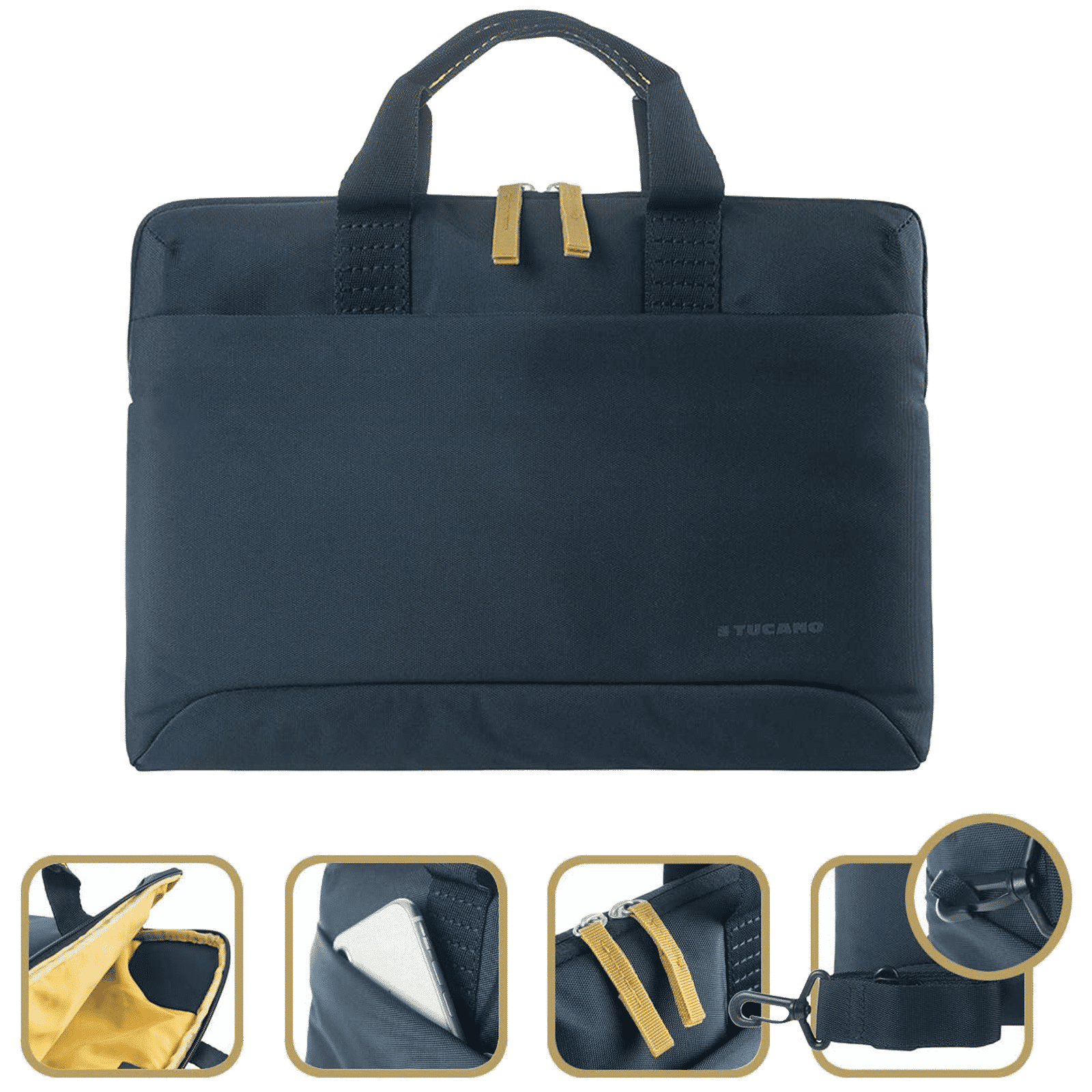 TUCANO Smilza Recycled Plastic, Neoprene Laptop Sleeve for 13 & 14 Inch Laptop (Super Slim, Blue)_7