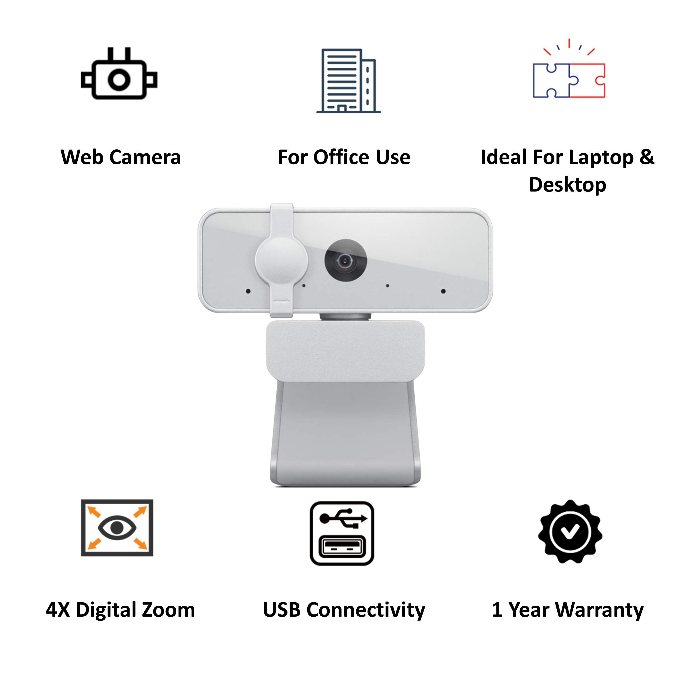 Lenovo 300 USB 2.1 MP Web Cam (Full HD Video Call, GXC1B34793, Cloud Grey)_4