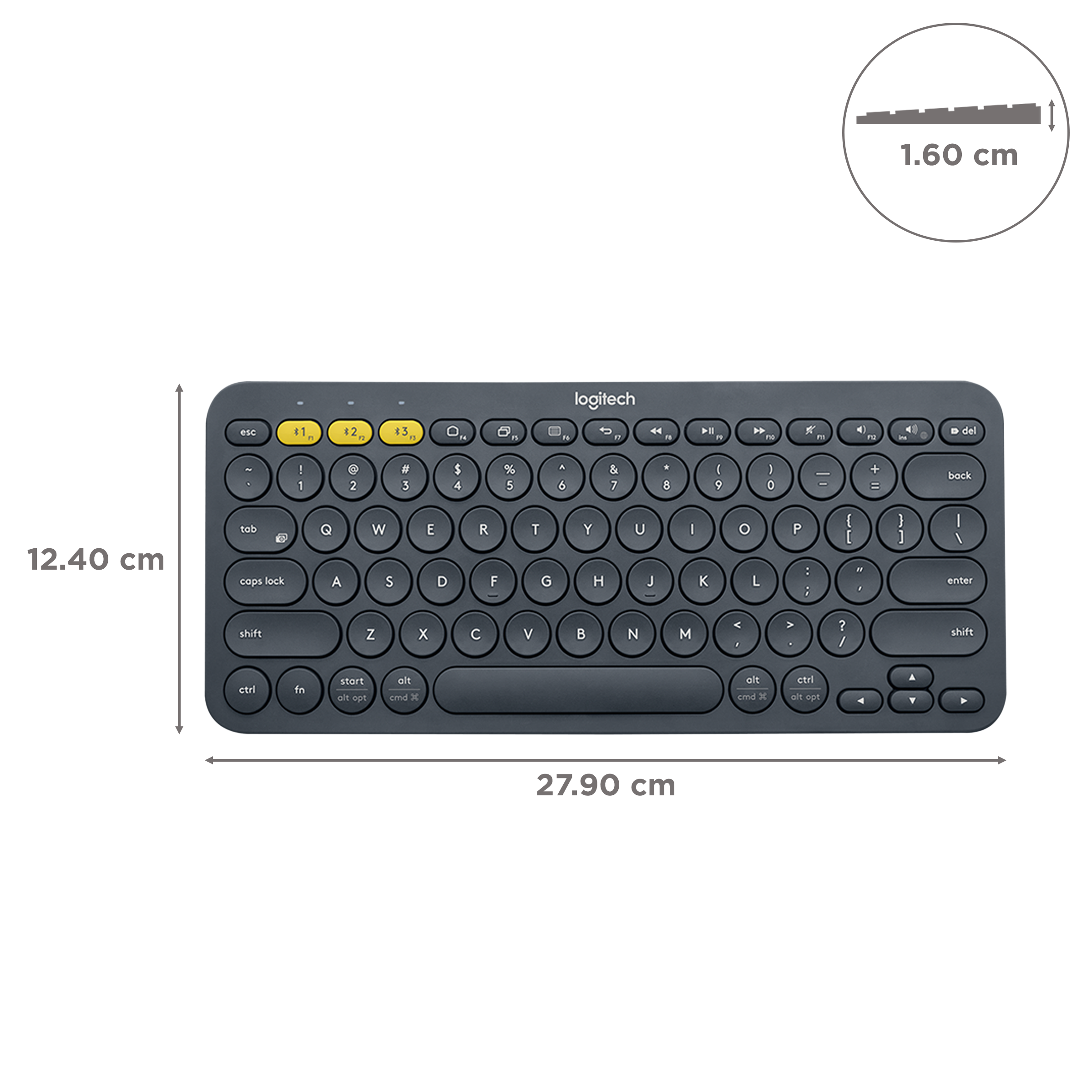 logitech K380 Bluetooth 3.0 Wireless Keyboard with Multi Device Connectivity (Low Profile Scissor Keys, Graphite) logitech K380 Bluetooth 3.0 Wireless Keyboard with Multi Device Connectivity (Low Profile Scissor Keys, Graphite)_3