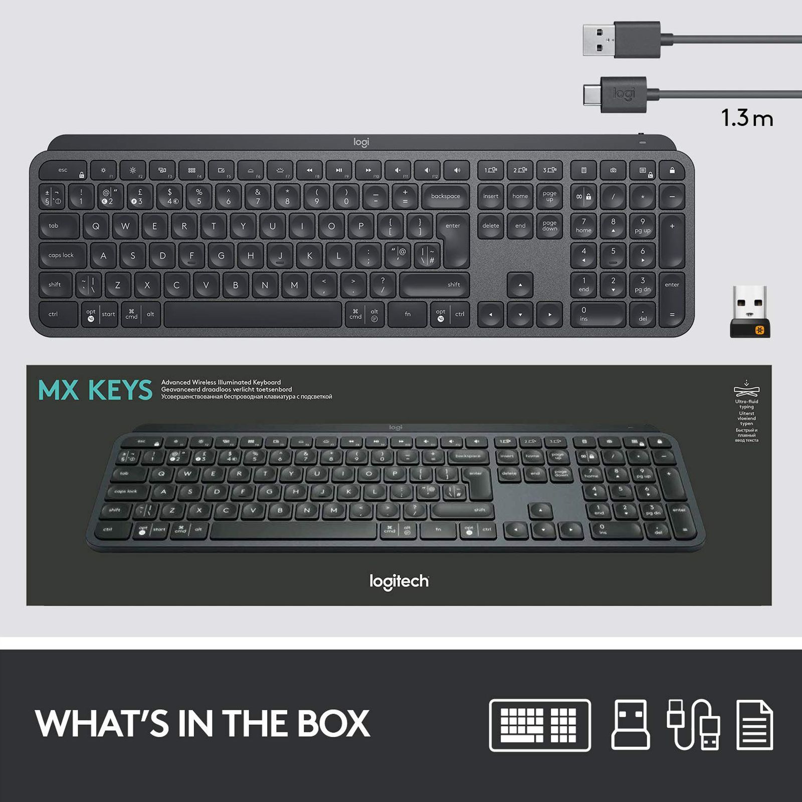logitech MX Keys Rechargeable Bluetooth Wireless Keyboard with Multi Device Connectivity (Tactile Responsive Typing, Black) logitech MX Keys Rechargeable Bluetooth Wireless Keyboard with Multi Device Connectivity (Tactile Responsive Typing, Black)_13