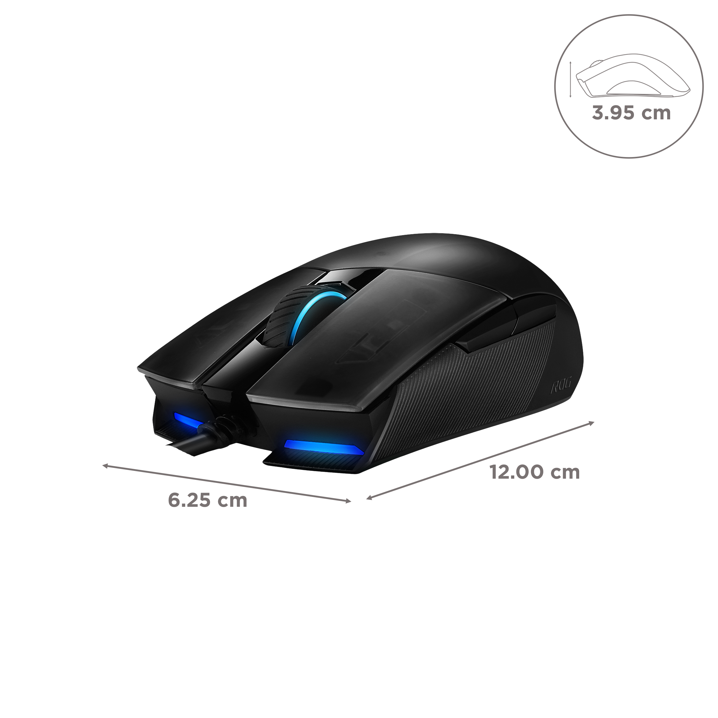 ASUS ROG Strix Impact II Wired Optical Gaming Mouse (6200 DPI, Ambidextrous Design, Black)_3