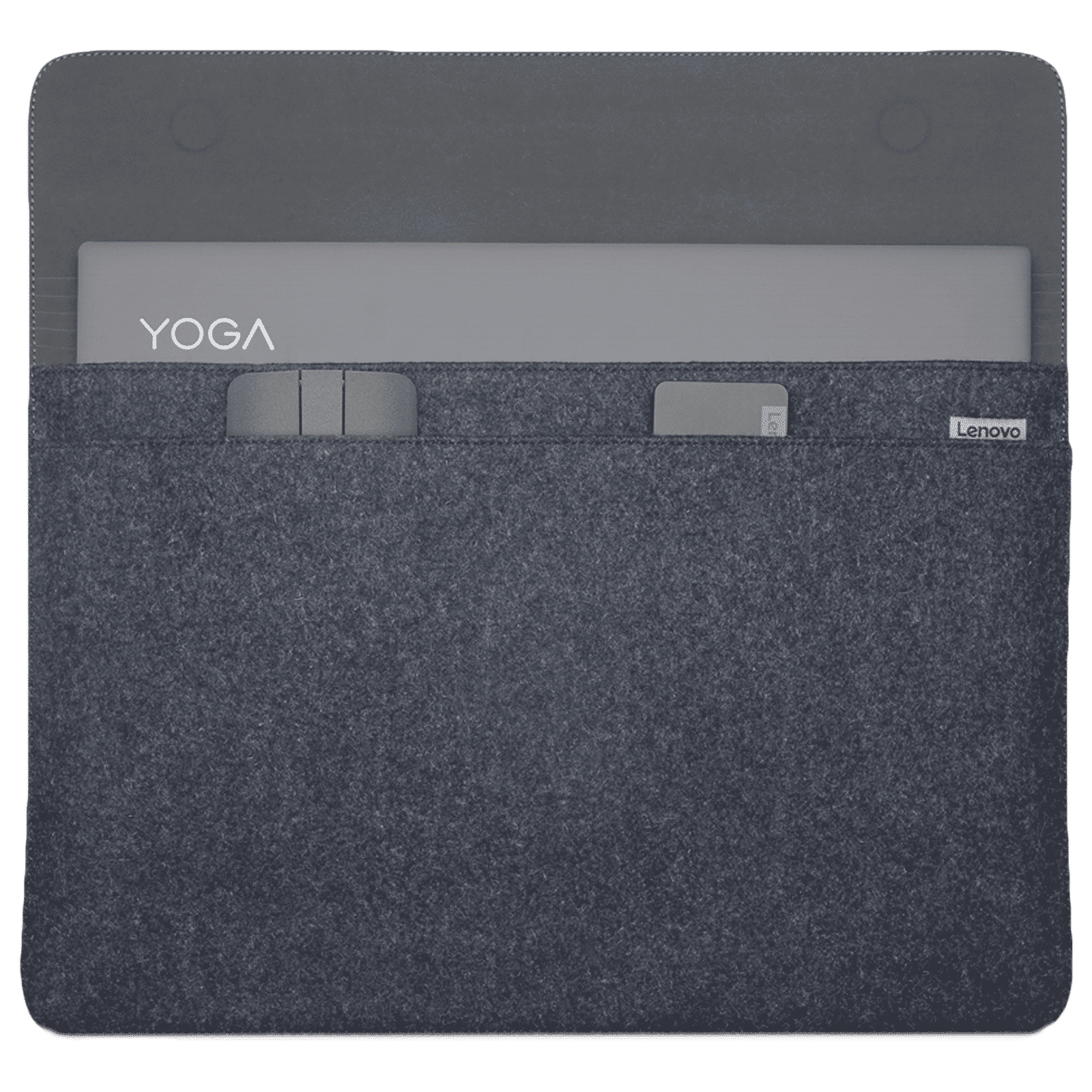 Lenovo Yoga Leather, Wool Felt Laptop Sleeve for 14 Inch Laptop (Dual Magnet Buckles, Black)_9