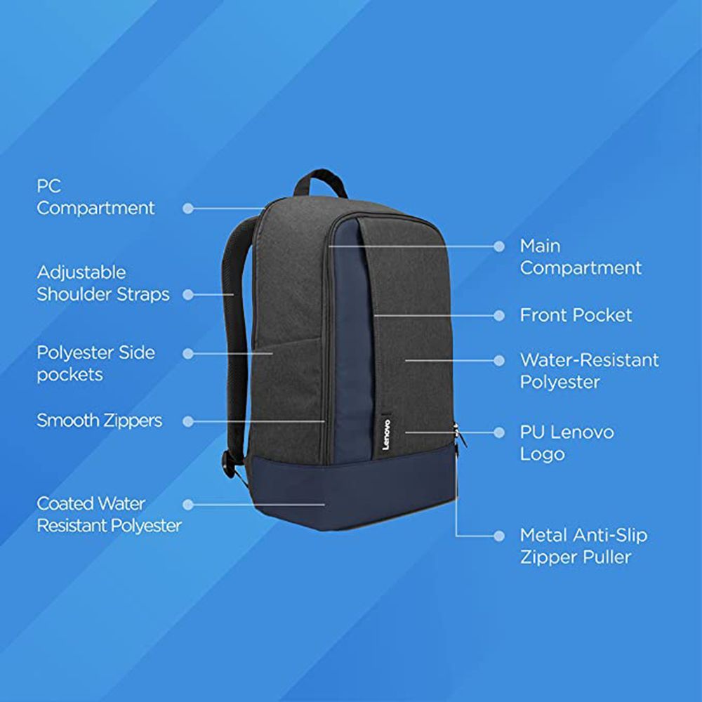 Lenovo Professional Polyester Laptop Backpack for 15.6 Inch Laptop (4 L, Water Resistant, Navy Blue/Dark Grey)_8