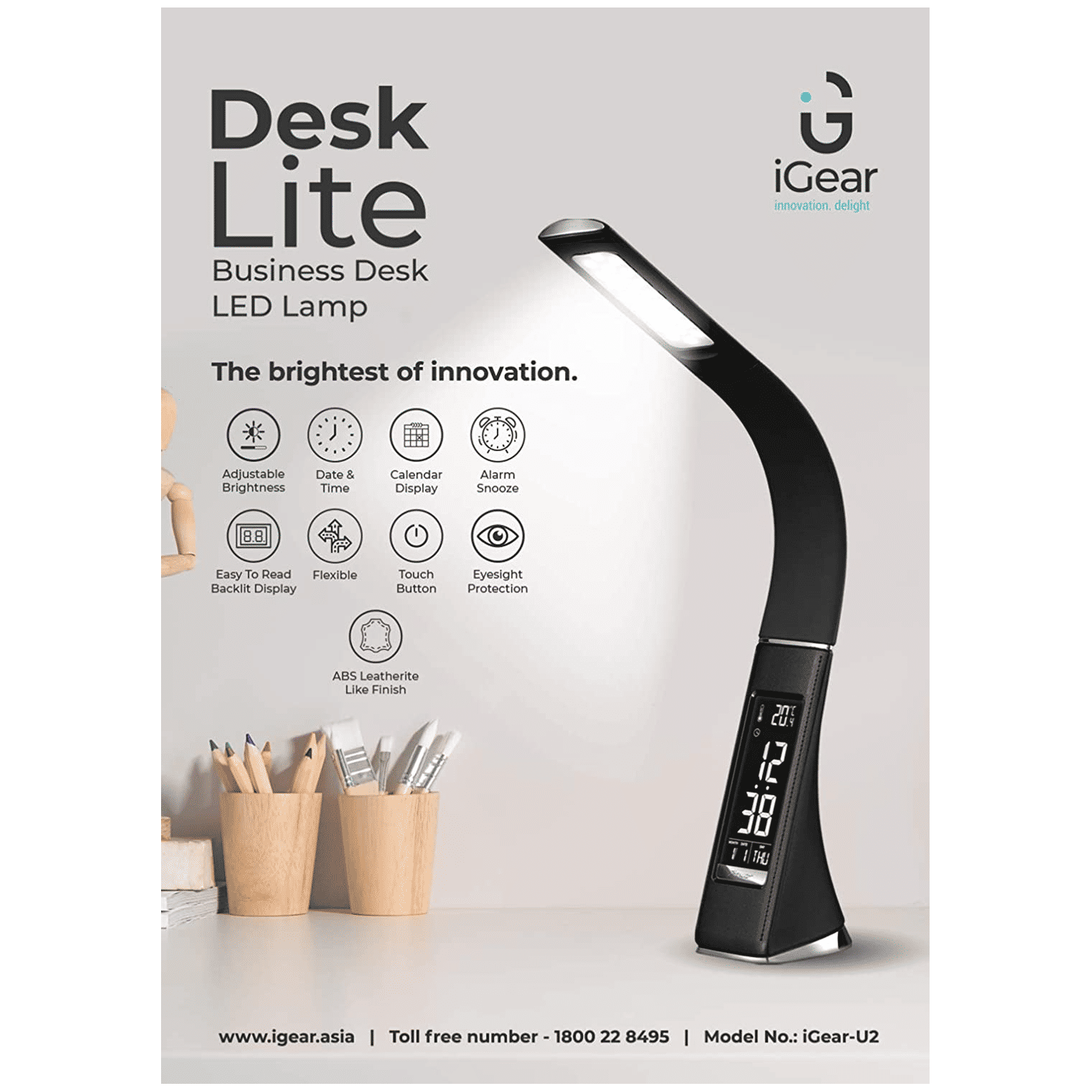 iGear Desk Lite 5 Watts Desk Light (200 Lumens, Touch Dimmer, iGear-U2, Brown) iGear Desk Lite 5 Watts Desk Light (200 Lumens, Touch Dimmer, iGear-U2, Brown)_6