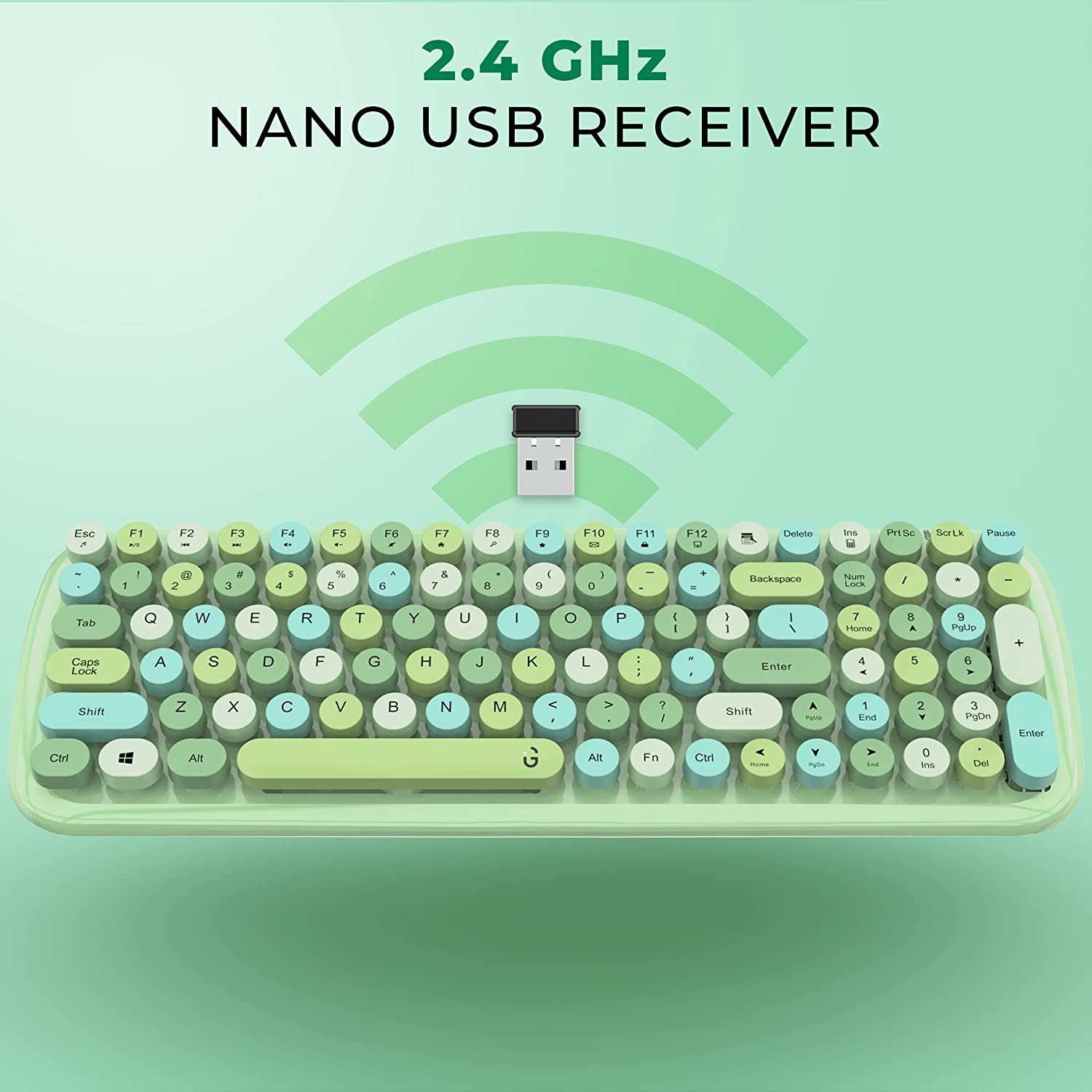 iGear KeyBee Rechargeable Wireless Keyboard & Mouse Combo (100 Keys, 1600 DPI Adjustable, Removable Key Caps, Green) iGear KeyBee Rechargeable Wireless Keyboard & Mouse Combo (100 Keys, 1600 DPI Adjustable, Removable Key Caps, Green)_8