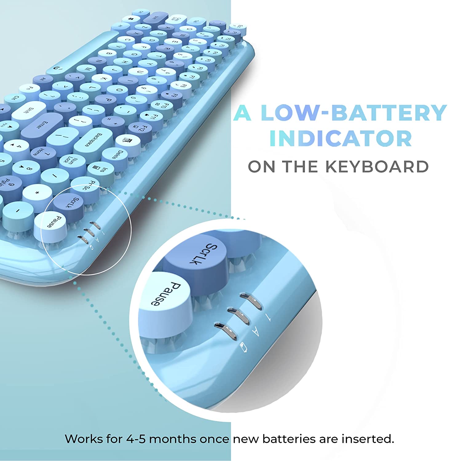 iGear KeyBee Rechargeable Wireless Keyboard & Mouse Combo (100 Keys, 1600 DPI Adjustable, Removable Key Caps, Blue)_10