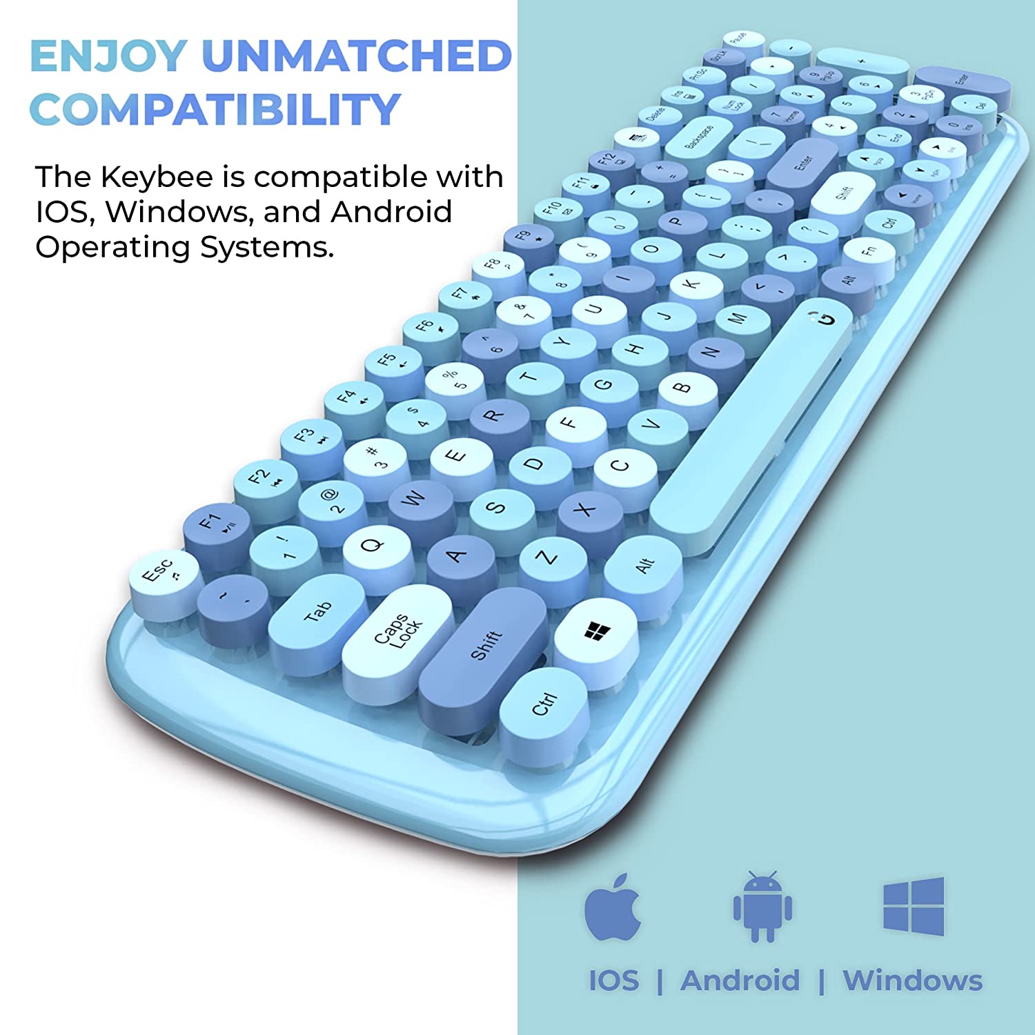 iGear KeyBee Rechargeable Wireless Keyboard & Mouse Combo (100 Keys, 1600 DPI Adjustable, Removable Key Caps, Blue)_5