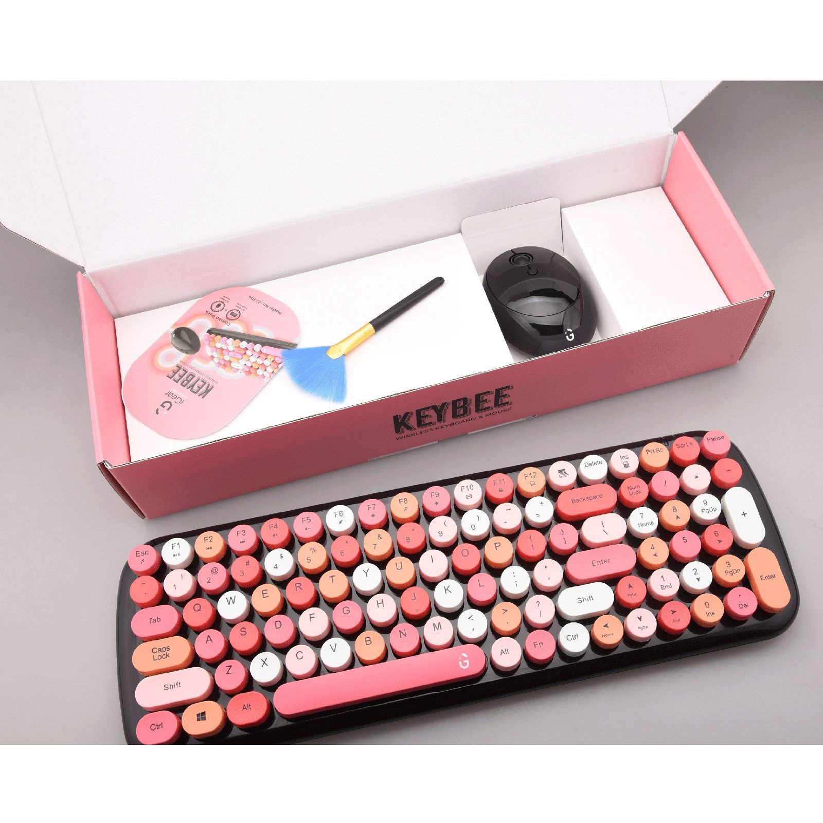 iGear KeyBee Rechargeable Wireless Keyboard & Mouse Combo (100 Keys, 1600 DPI Adjustable, Removable Key Caps, Pink) iGear KeyBee Rechargeable Wireless Keyboard & Mouse Combo (100 Keys, 1600 DPI Adjustable, Removable Key Caps, Pink)_5