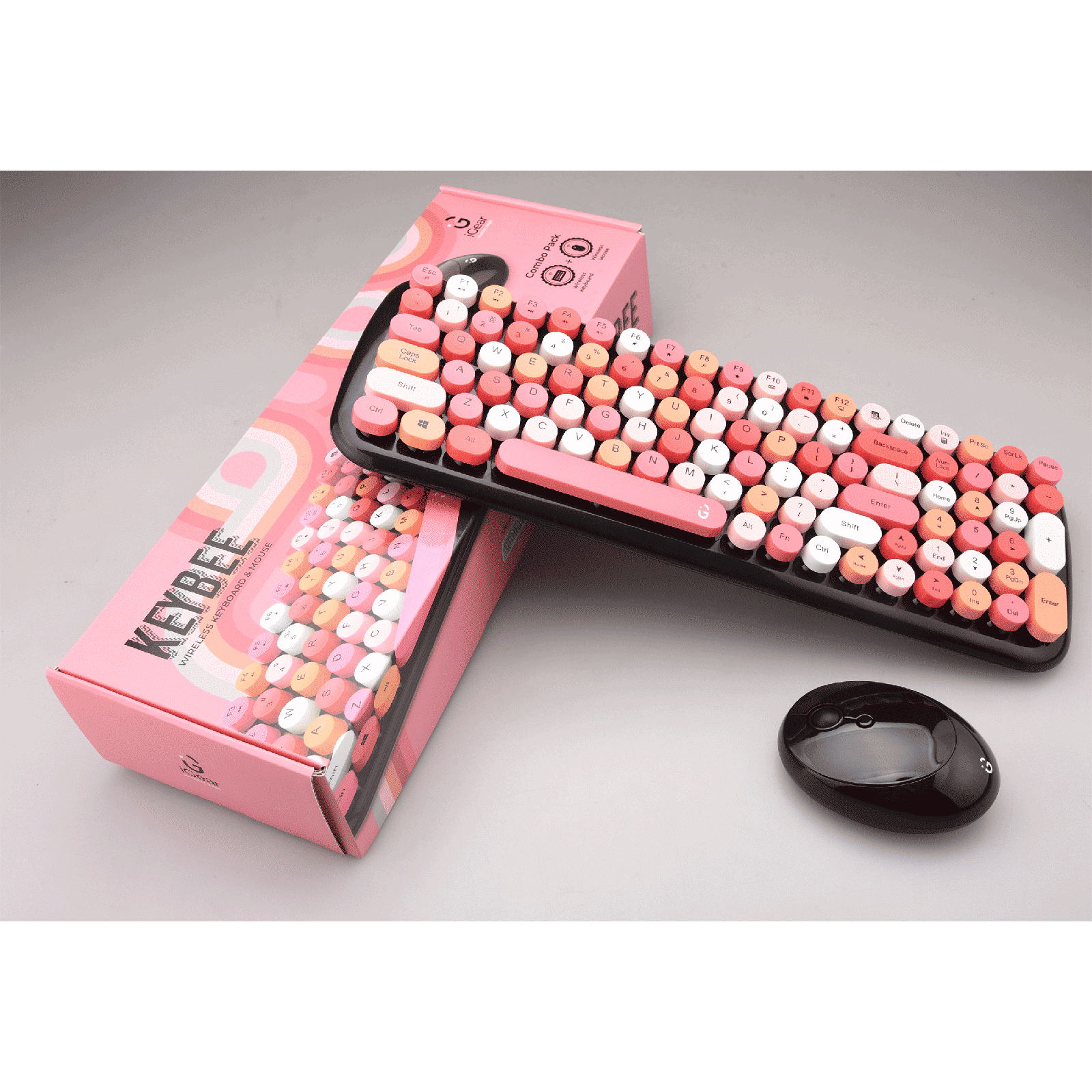 iGear KeyBee Rechargeable Wireless Keyboard & Mouse Combo (100 Keys, 1600 DPI Adjustable, Removable Key Caps, Pink) iGear KeyBee Rechargeable Wireless Keyboard & Mouse Combo (100 Keys, 1600 DPI Adjustable, Removable Key Caps, Pink)_6