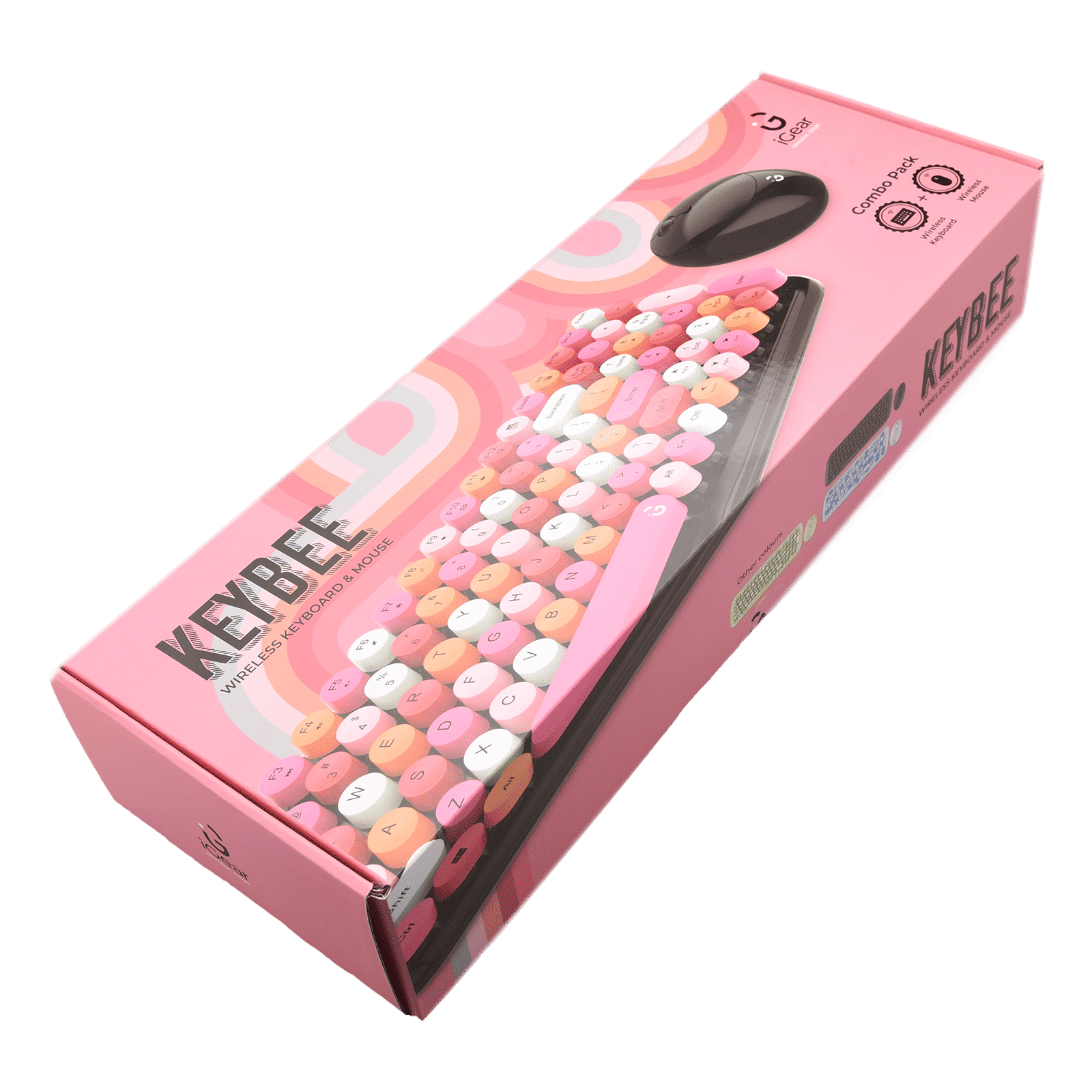 iGear KeyBee Rechargeable Wireless Keyboard & Mouse Combo (100 Keys, 1600 DPI Adjustable, Removable Key Caps, Pink) iGear KeyBee Rechargeable Wireless Keyboard & Mouse Combo (100 Keys, 1600 DPI Adjustable, Removable Key Caps, Pink)_3