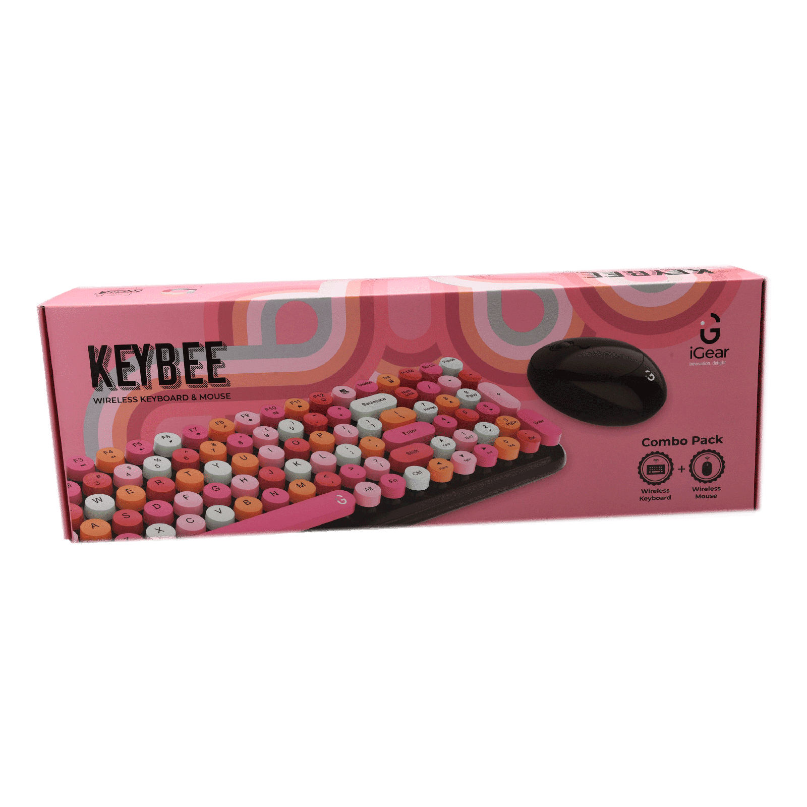 iGear KeyBee Rechargeable Wireless Keyboard & Mouse Combo (100 Keys, 1600 DPI Adjustable, Removable Key Caps, Pink) iGear KeyBee Rechargeable Wireless Keyboard & Mouse Combo (100 Keys, 1600 DPI Adjustable, Removable Key Caps, Pink)_4