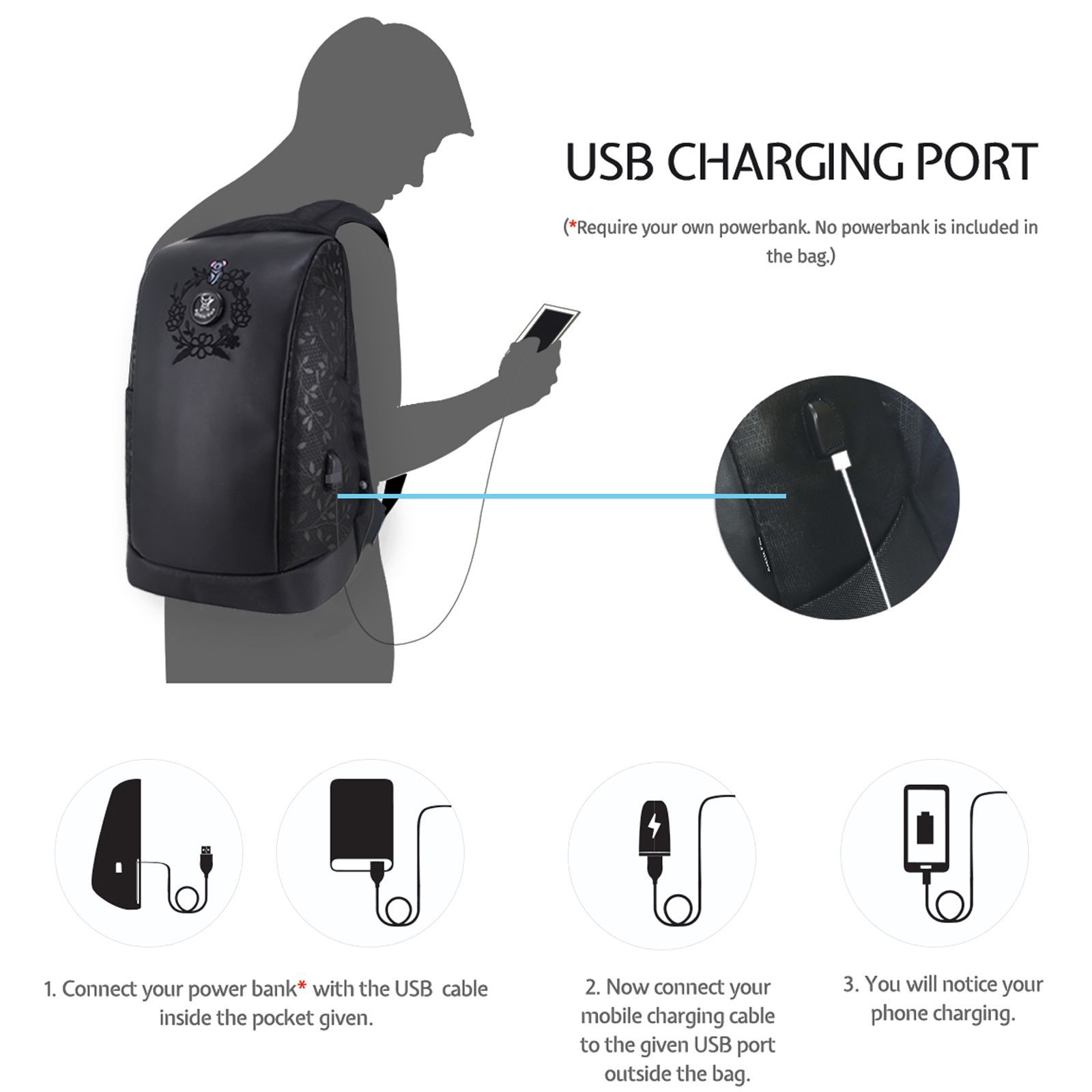 Arctic Fox Koala Polyester Laptop Backpack for 15.5 Inch Laptop (23 L, Anti-Theft, Black) Arctic Fox Koala Polyester Laptop Backpack for 15.5 Inch Laptop (23 L, Anti-Theft, Black)_12