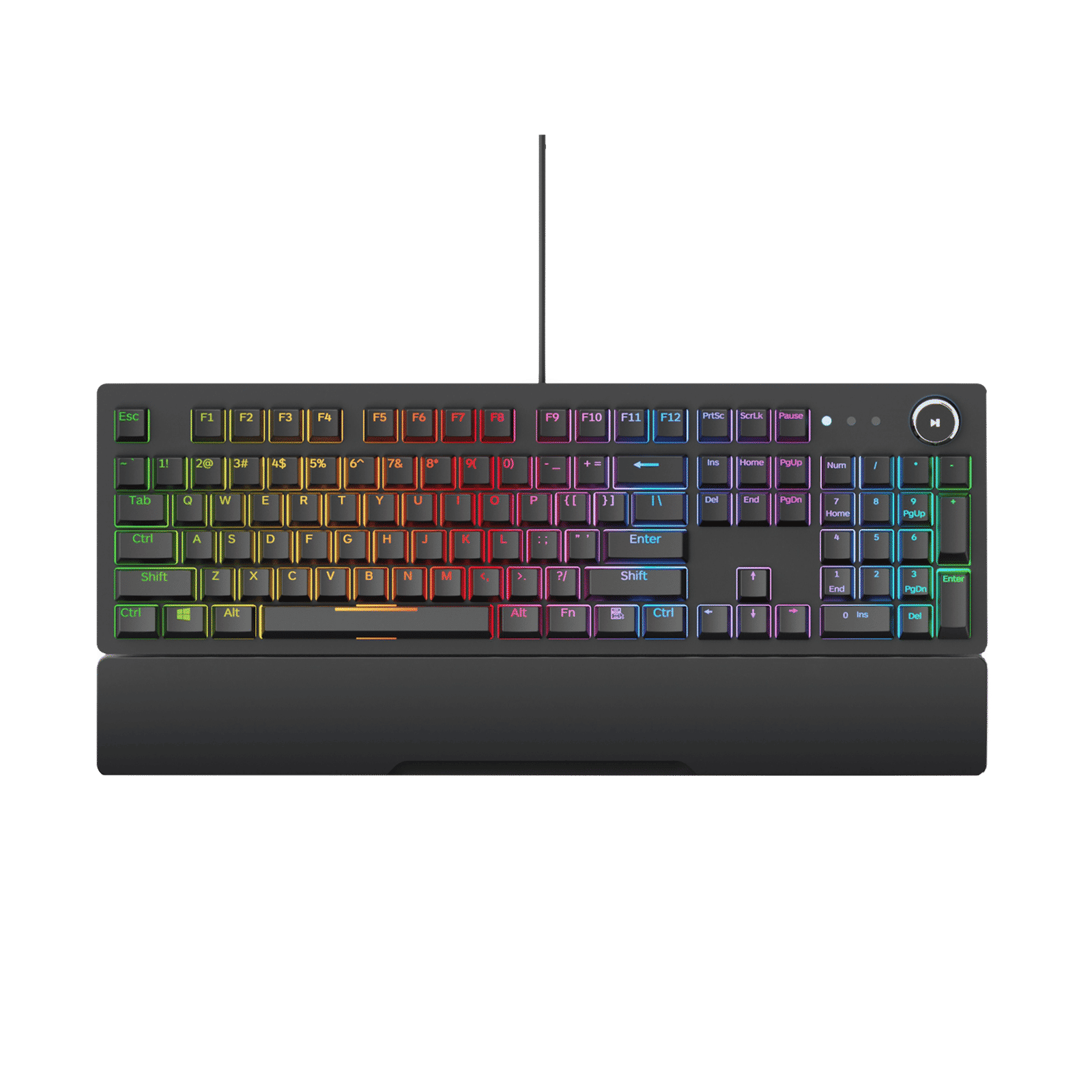 Red Gear Shadow Blade Wired Gaming Keyboard with Backlit Keys (Rainbow LED, Black)_1