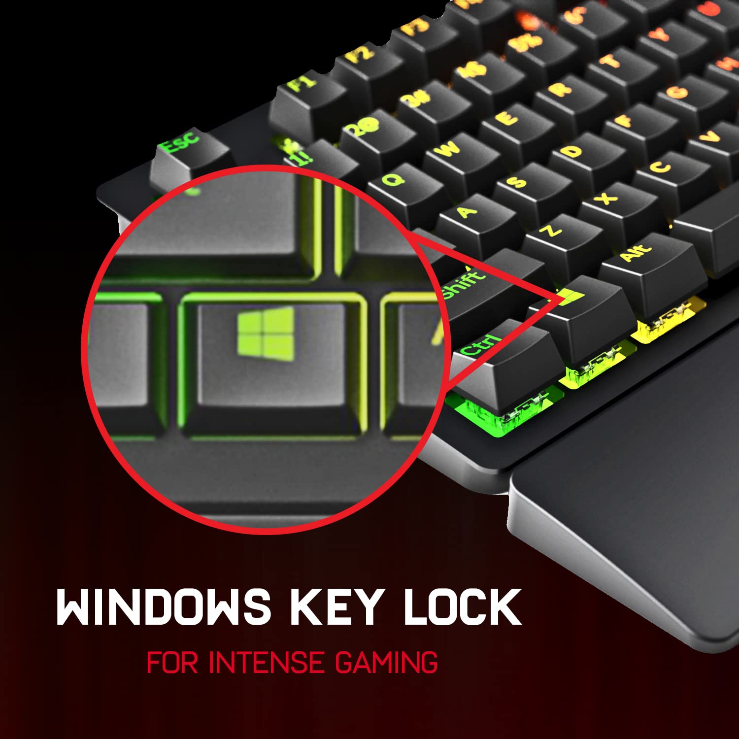 Red Gear Shadow Blade Wired Gaming Keyboard with Backlit Keys (Rainbow LED, Black)_6