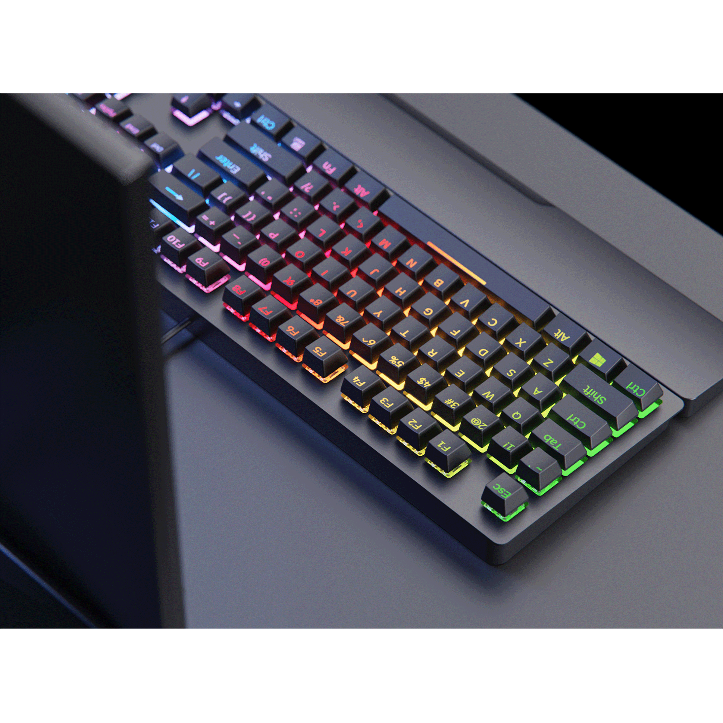 Red Gear Shadow Blade Wired Gaming Keyboard with Backlit Keys (Rainbow LED, Black)_4
