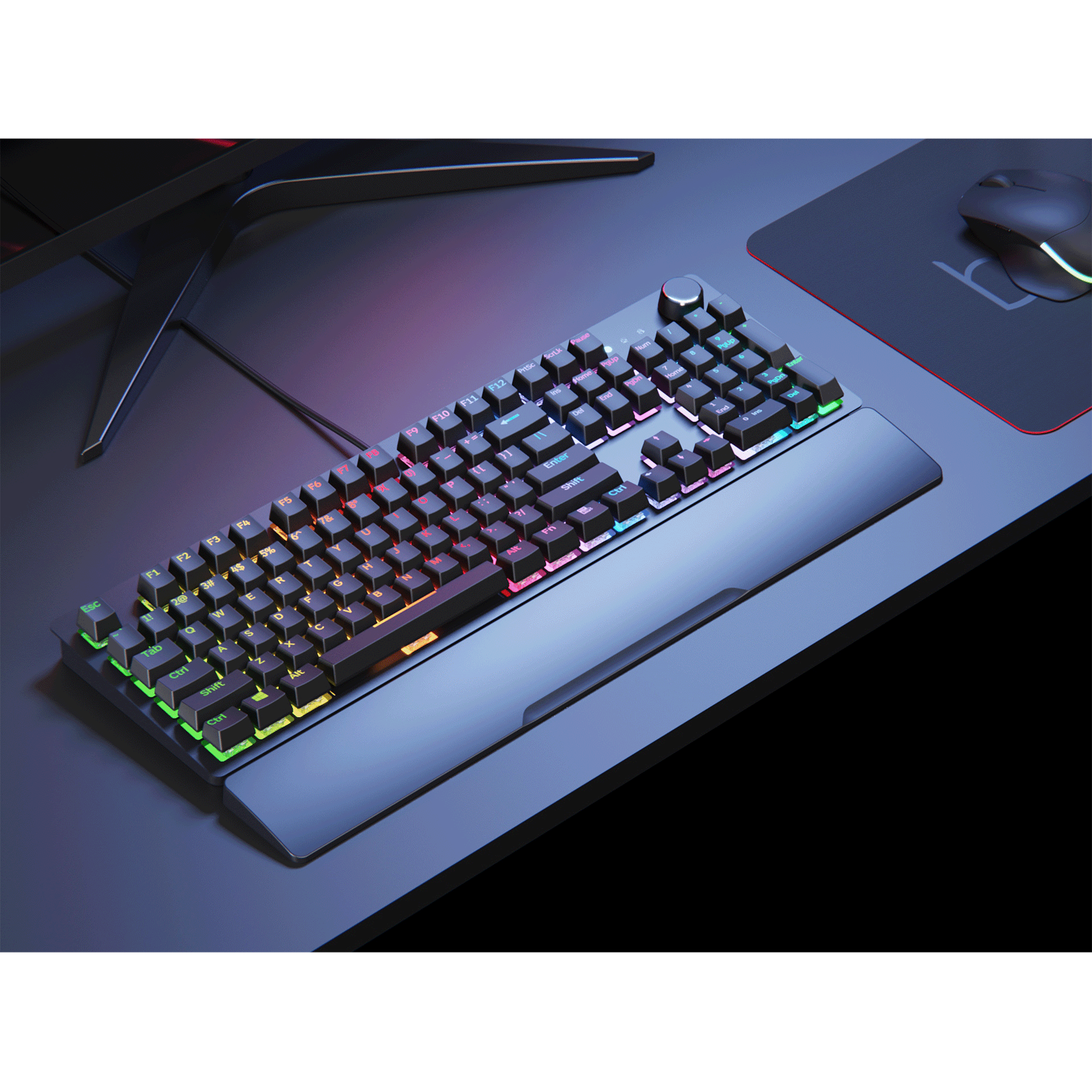 Red Gear Shadow Blade Wired Gaming Keyboard with Backlit Keys (Rainbow LED, Black)_5