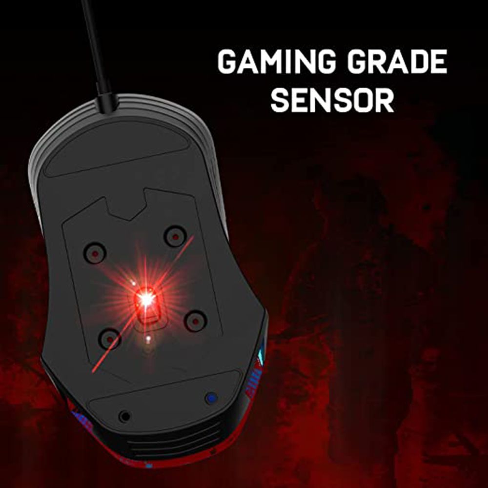 Red Gear A-15 Wired Optical Gaming Mouse (6400 DPI, Extra Durable Switches, Black)_5