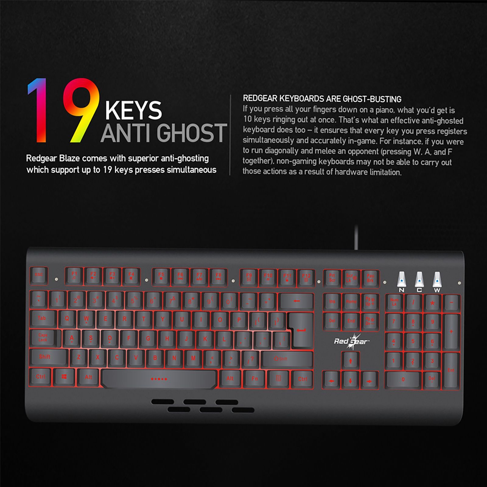 Red Gear Blaze 7 Wired Gaming Keyboard (LED Color Backlight, Black)_10