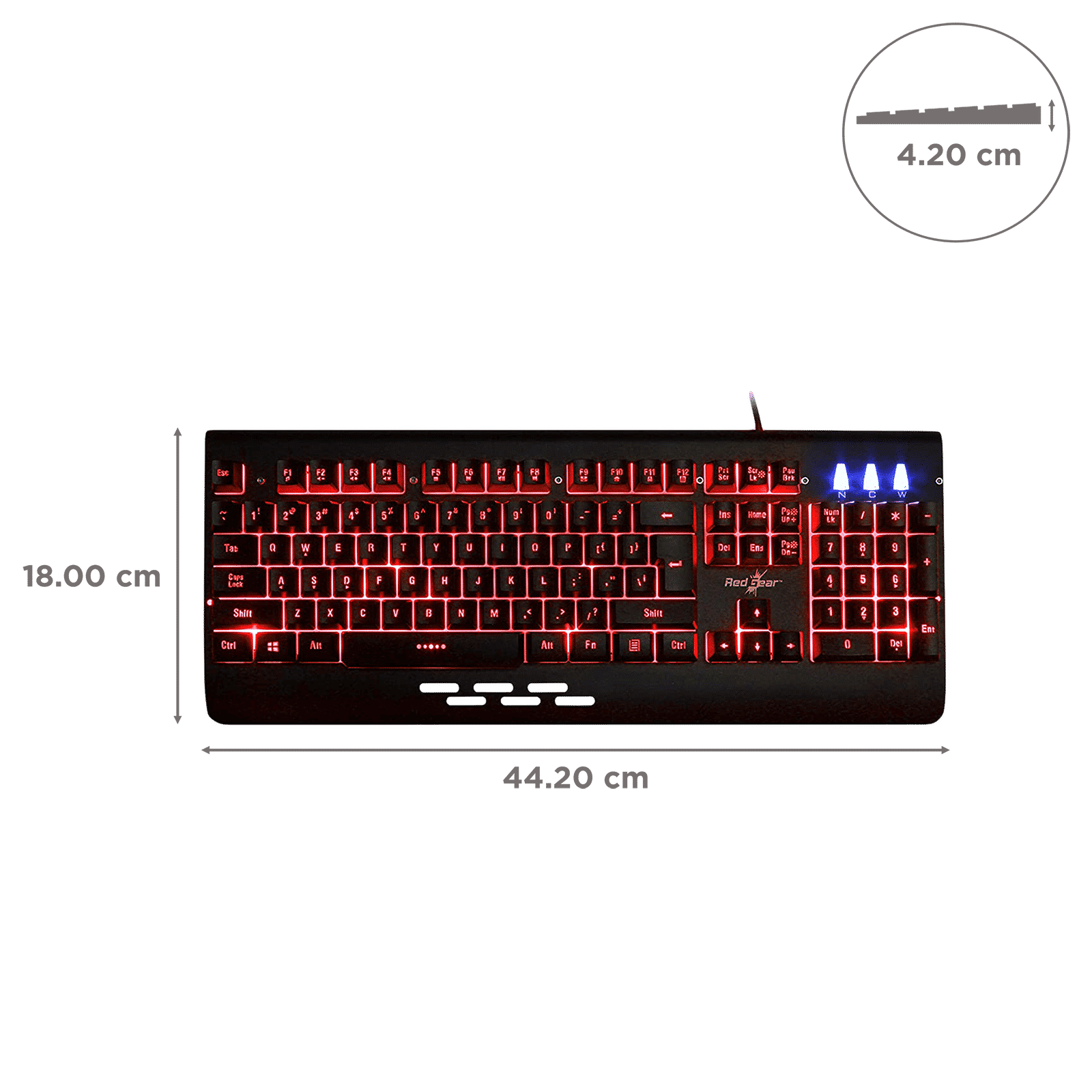 Red Gear Blaze 7 Wired Gaming Keyboard (LED Color Backlight, Black)_3