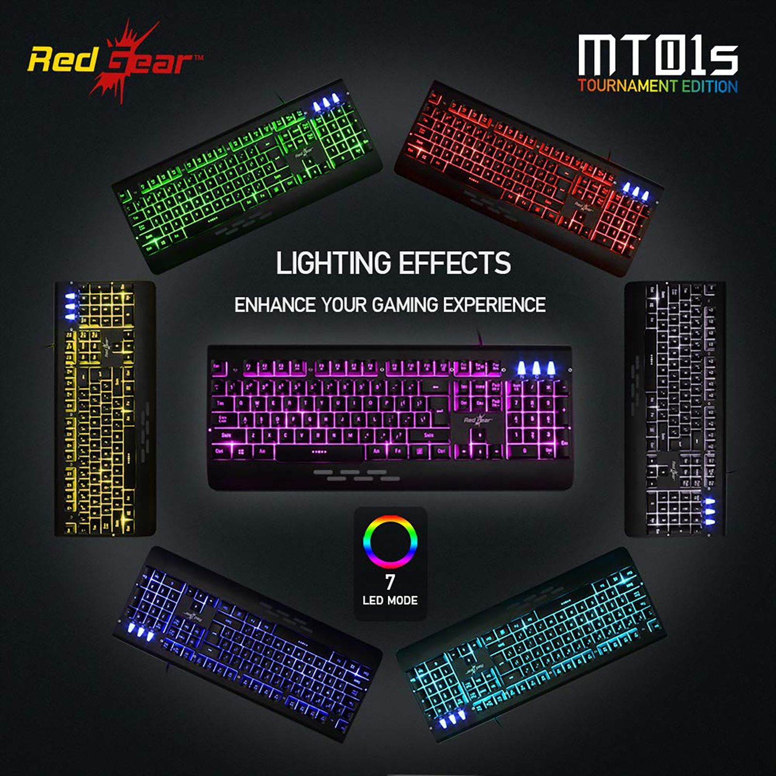 Red Gear Blaze 7 Wired Gaming Keyboard (LED Color Backlight, Black)_5