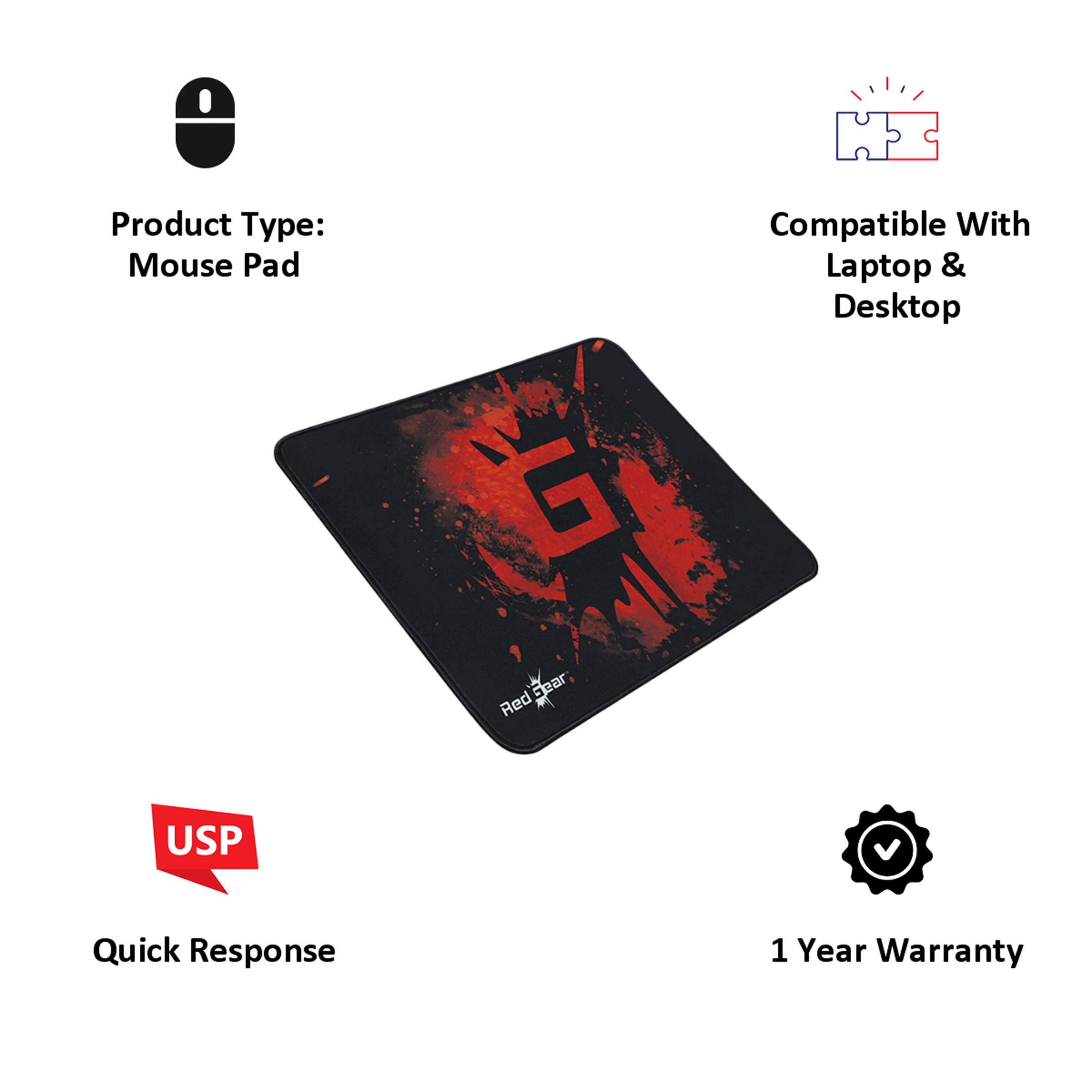 Red Gear MP44 Gaming Mouse Pad (Quick Response, 8904130845642, Black) Red Gear MP44 Gaming Mouse Pad (Quick Response, 8904130845642, Black)_4