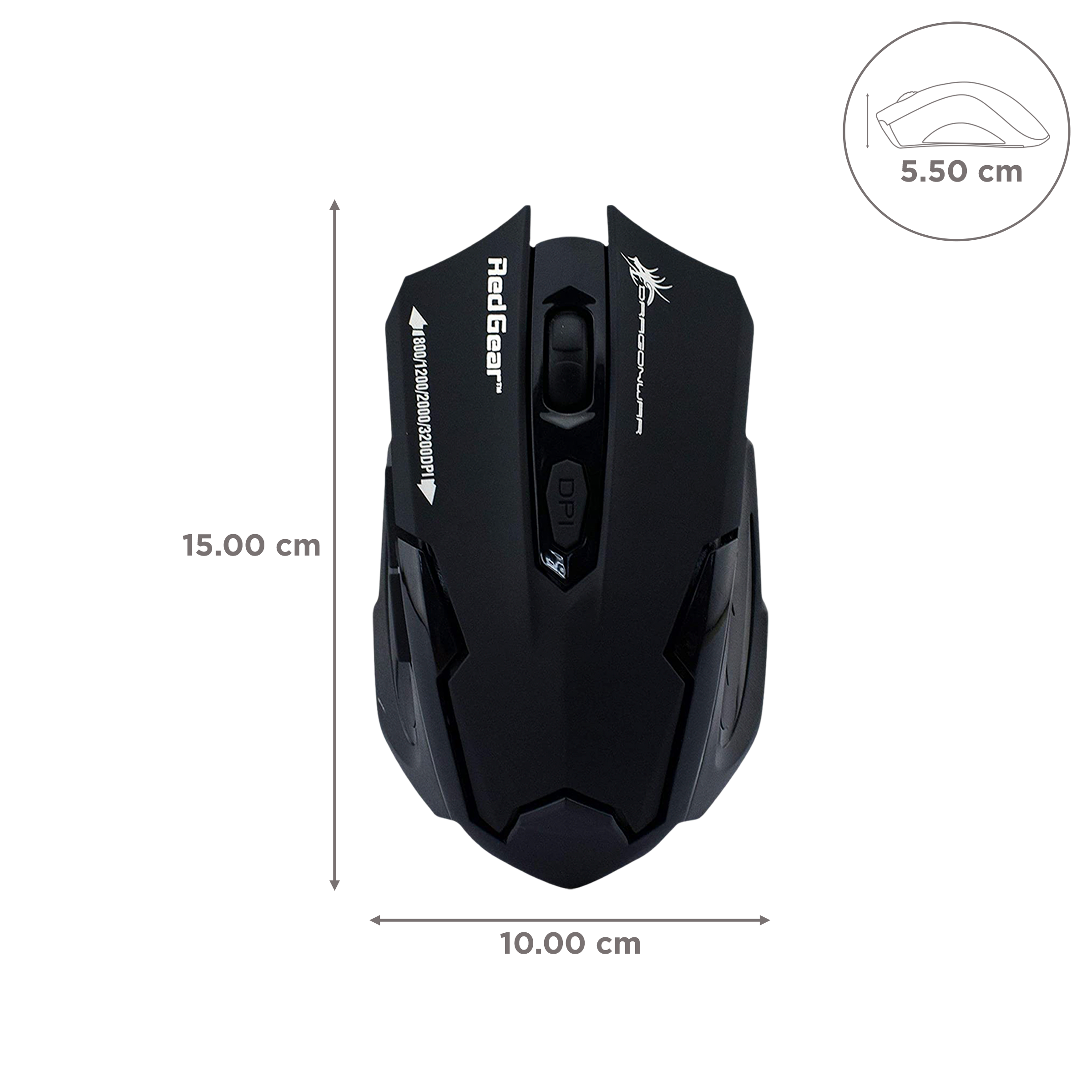 Red Gear Dragonwar Emera Wired Optical Gaming Mouse with Customizable Buttons (3200 DPI Adjustable, Blue Sensor Technology, Black)_3