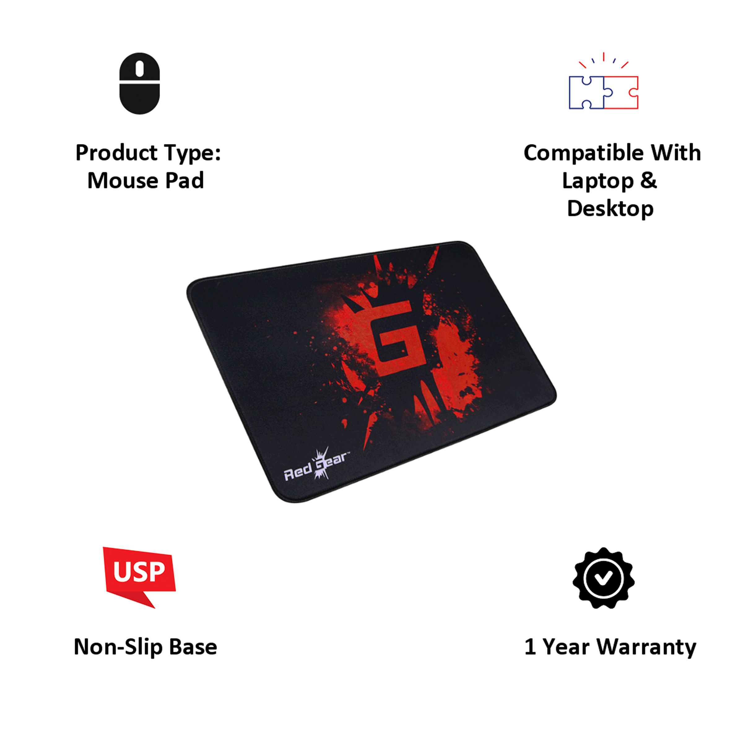 Red Gear MP35 Gaming Mouse Pad (Soft Non-Slip Base, 8904130838132, Black)_4