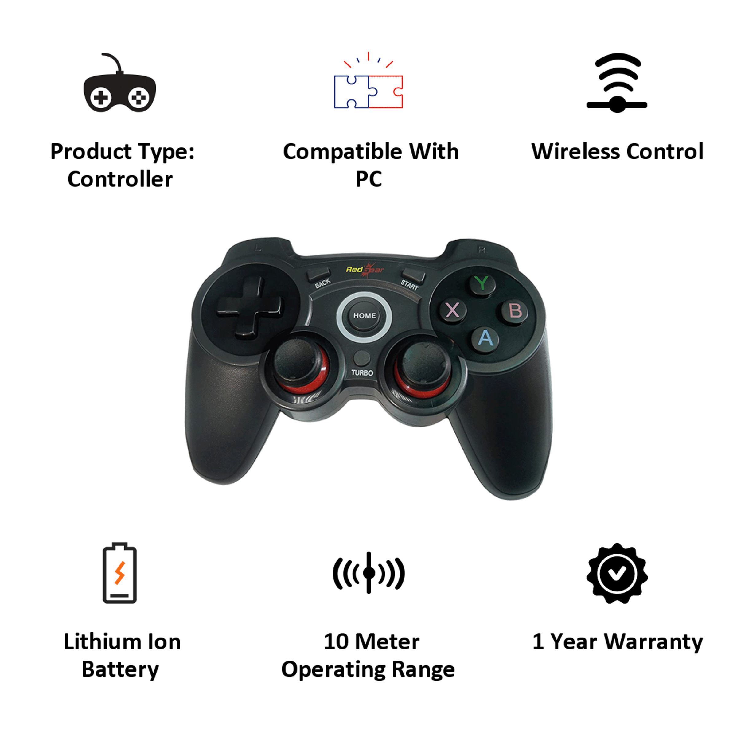 Red Gear Wireless Controller for PC (Turbo Mode, Elite, Black) Red Gear Wireless Controller for PC (Turbo Mode, Elite, Black)_4