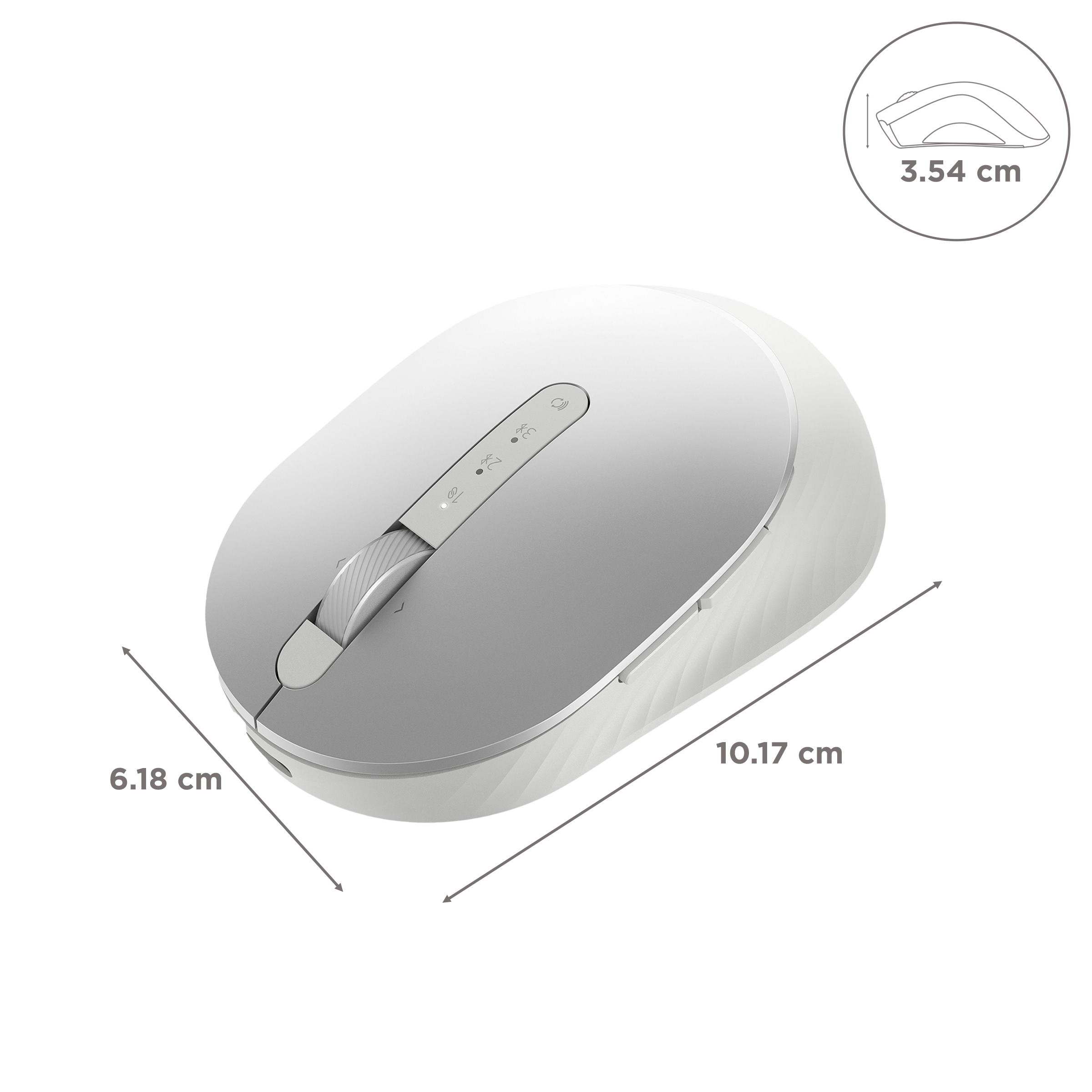 DELL MS7421W Rechargeable Wireless Optical Performance Mouse with Type C Adapter (1600 dpi, Ergonomic Design, Platinum silver)_3