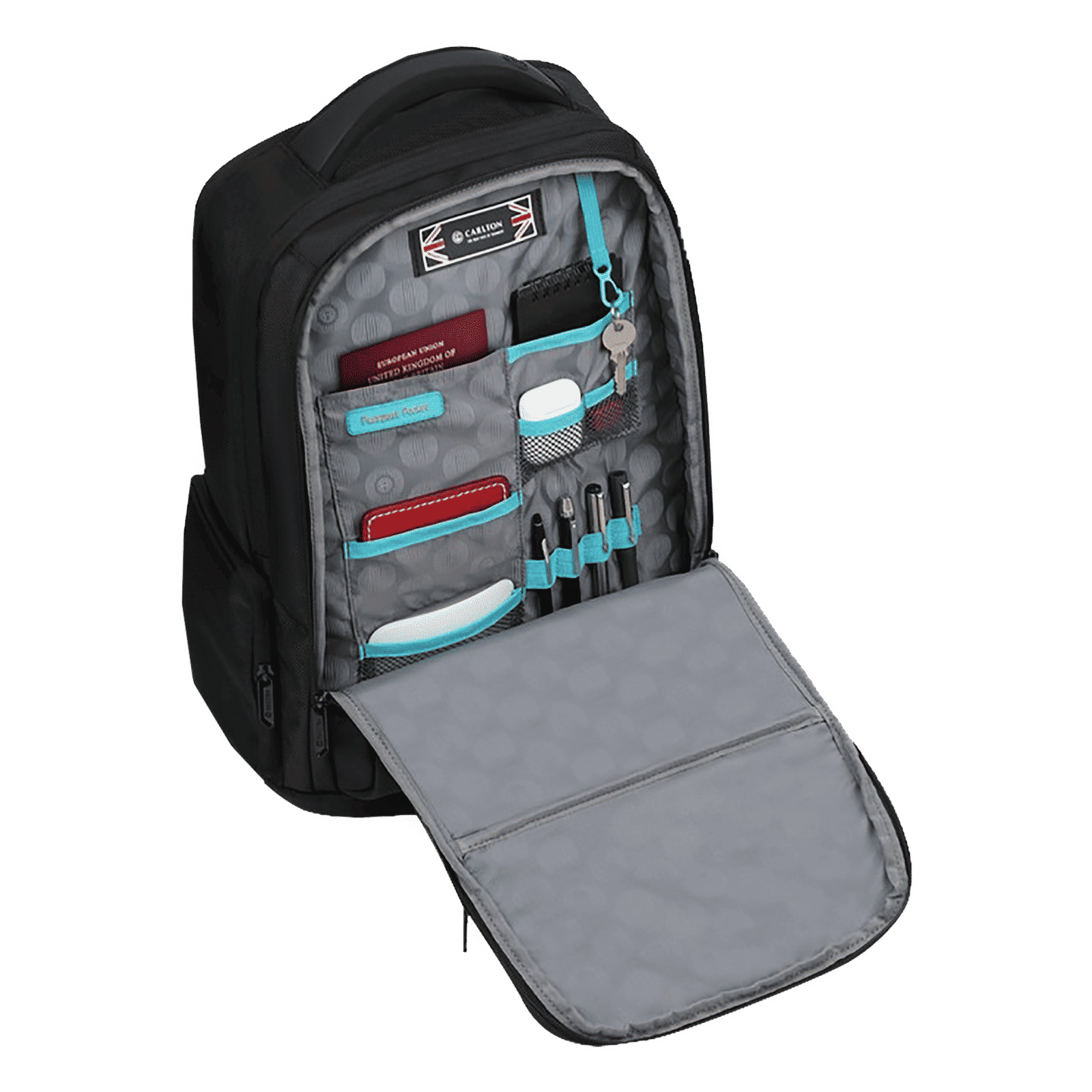 Carlton Dorset 01 Nylon Laptop Backpack for 16 Inch Laptop (27 L, With Rain Cover, Jet Black)_4