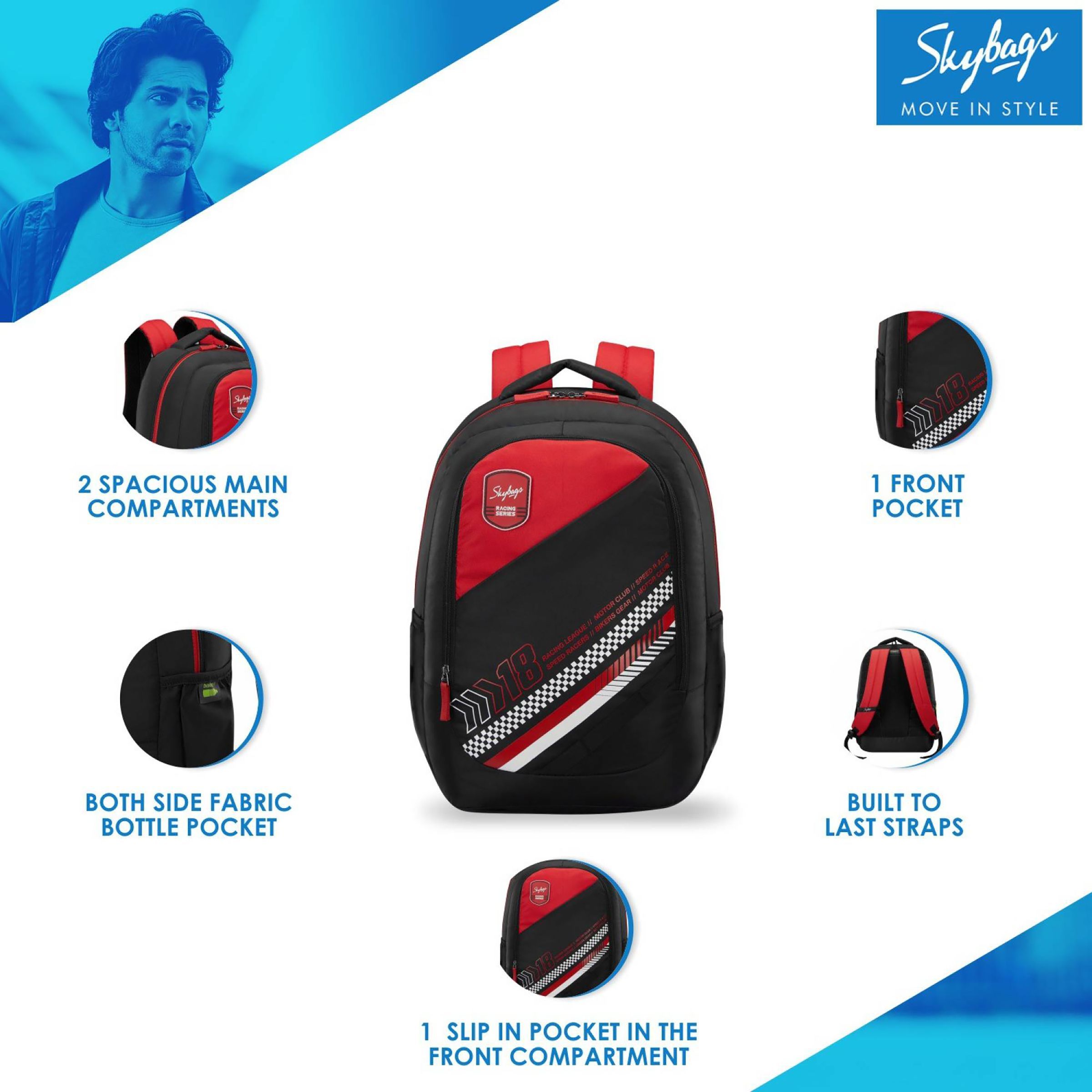 Skybags BFF 2 Polyester Laptop Backpack for 15.4 Inch Laptop (28 L, Water Resistant, Black)_6