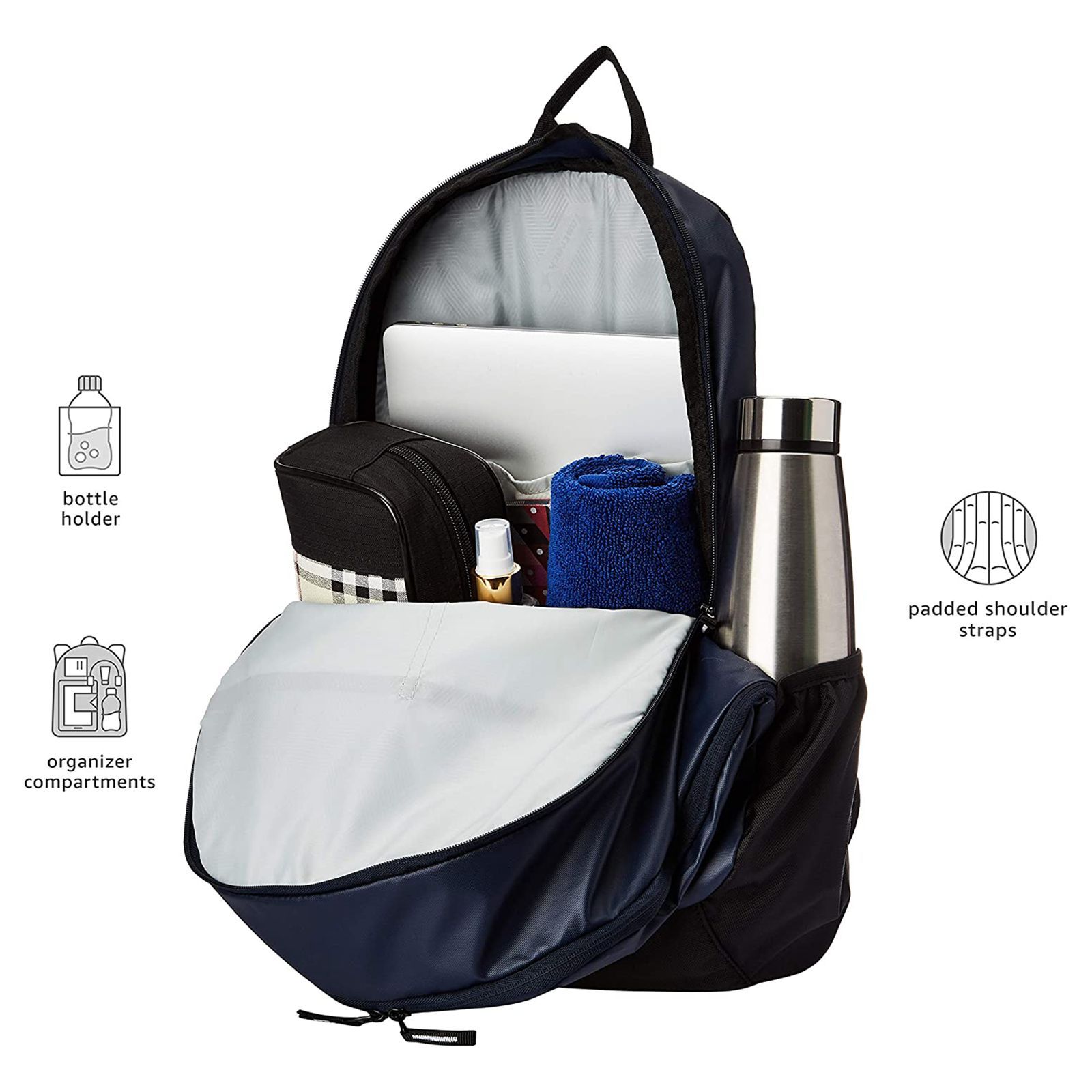 fastrack Fleek Ergolight Polyester Laptop Backpack for 15 Inch Laptop (30 L, Lightweight, Blue)_5