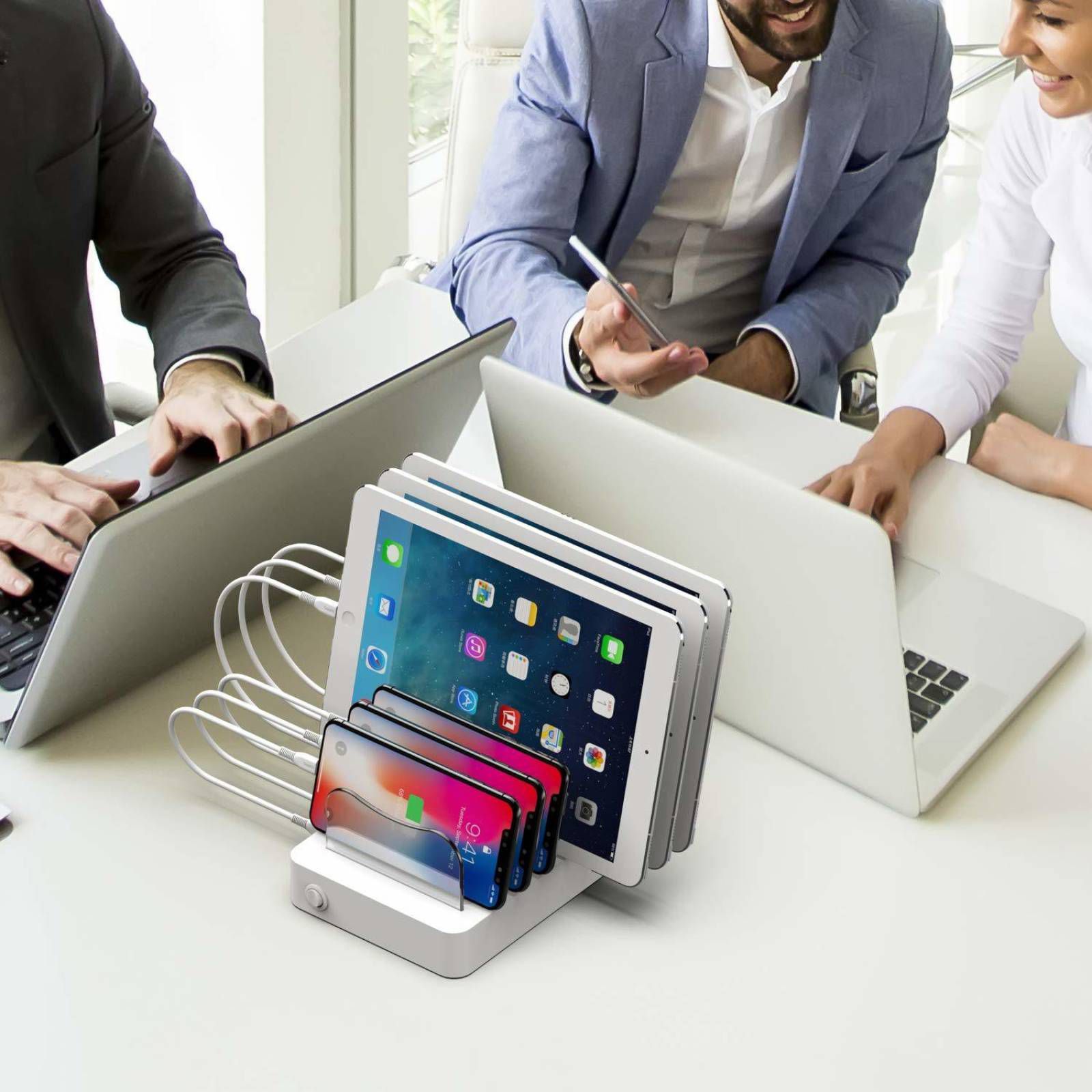 Soopii 50W Type A 6-Port Fast Charging Station (Type A to Type C, Type A to Micro USB & Type A to Lightning Cable, VoltageBoost Technology, White)_6