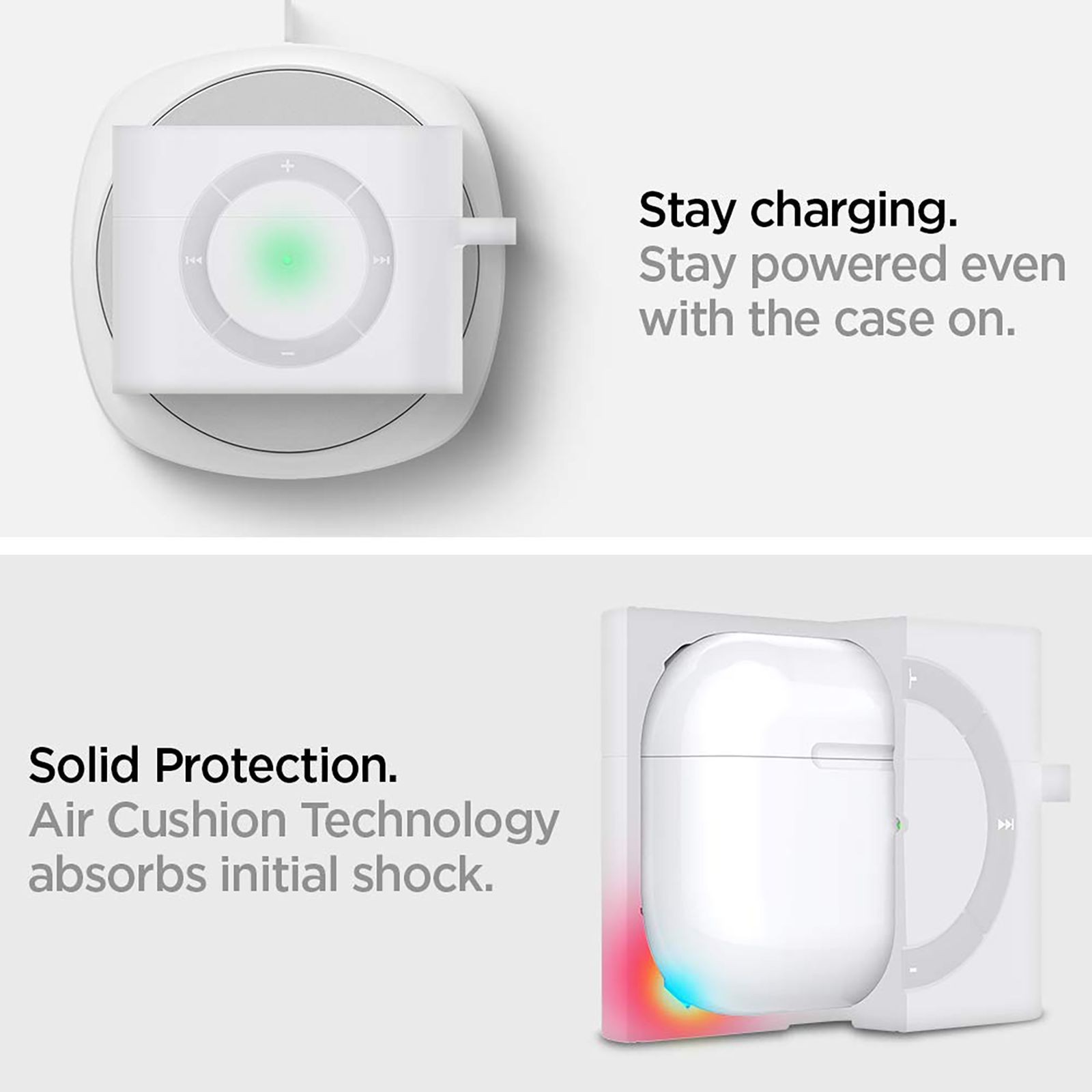 spigen Classic Shuffle Silicone Back Cover for Airpods Pro (Carabiner, White)_8