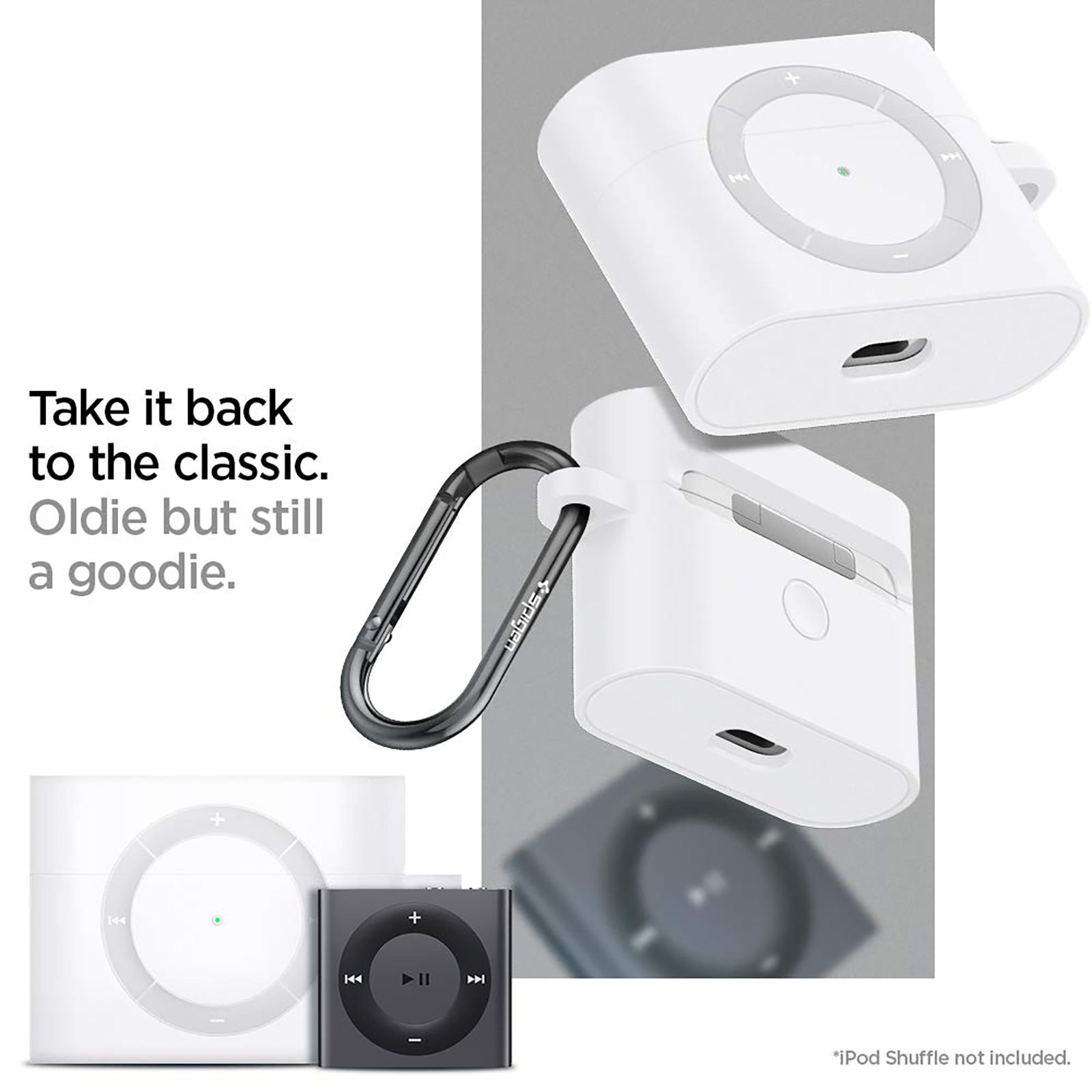 spigen Classic Shuffle Silicone Back Cover for Airpods Pro (Carabiner, White)_4