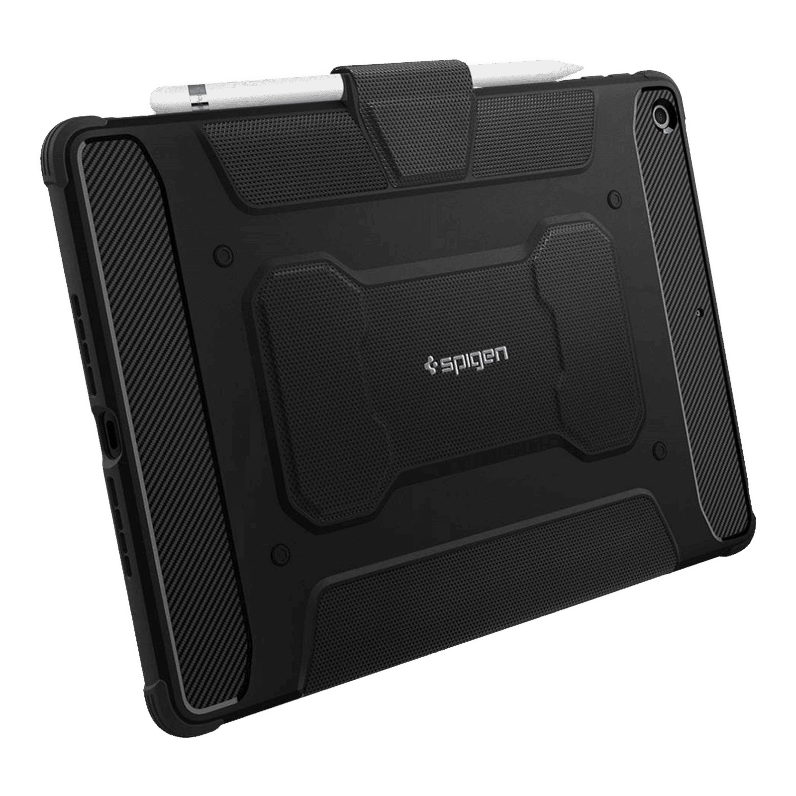 Spigen Rugged Armor Pro Polyurethane Leather, TPU Flip Cover for Apple iPad (9th, 8th & 7th Gen) (Built-in Kickstand, Black)_8