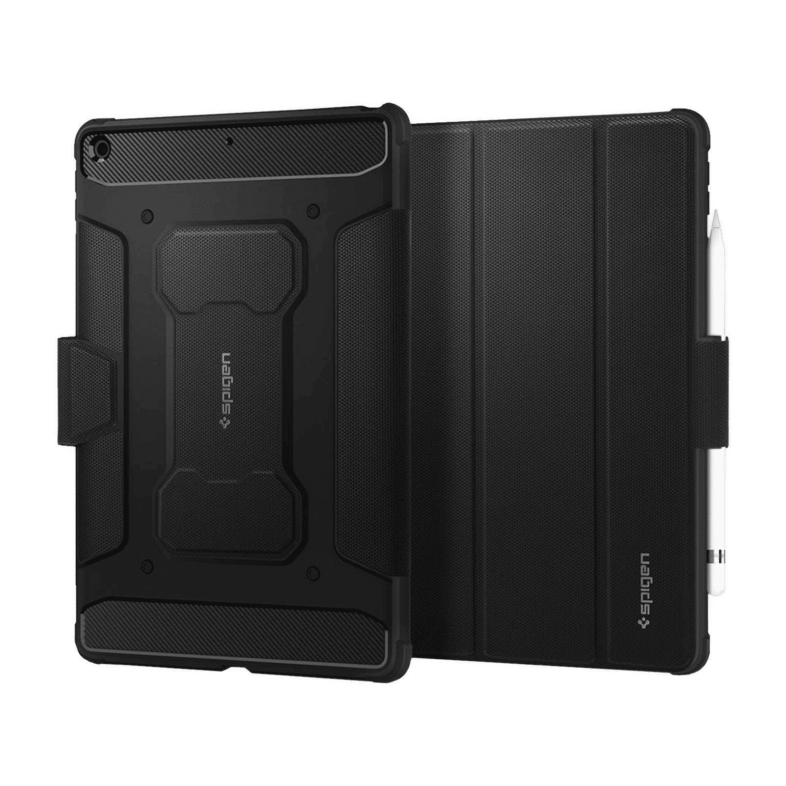 Spigen Rugged Armor Pro Polyurethane Leather, TPU Flip Cover for Apple iPad (9th, 8th & 7th Gen) (Built-in Kickstand, Black)_10