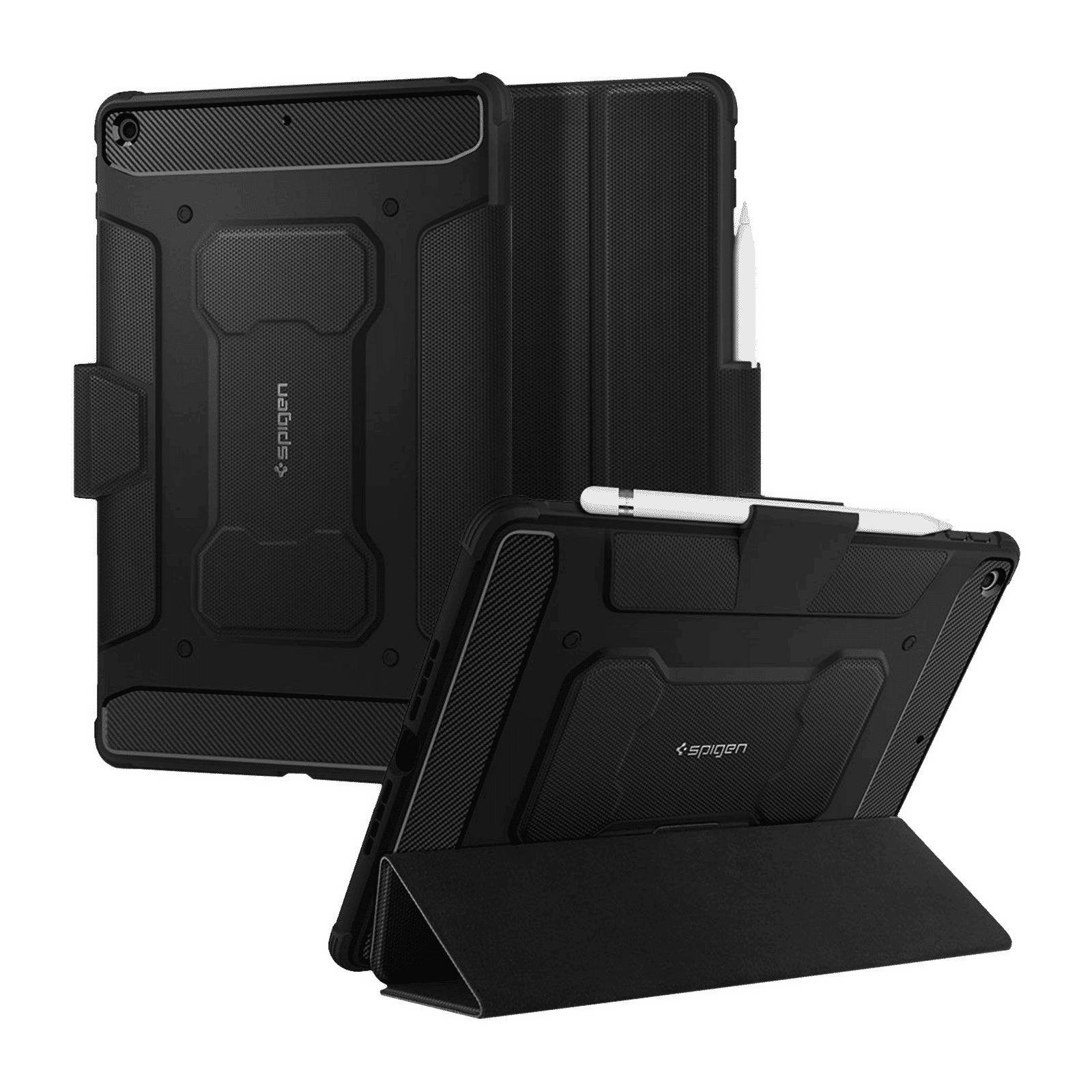 Spigen Rugged Armor Pro Polyurethane Leather, TPU Flip Cover for Apple iPad (9th, 8th & 7th Gen) (Built-in Kickstand, Black)_15