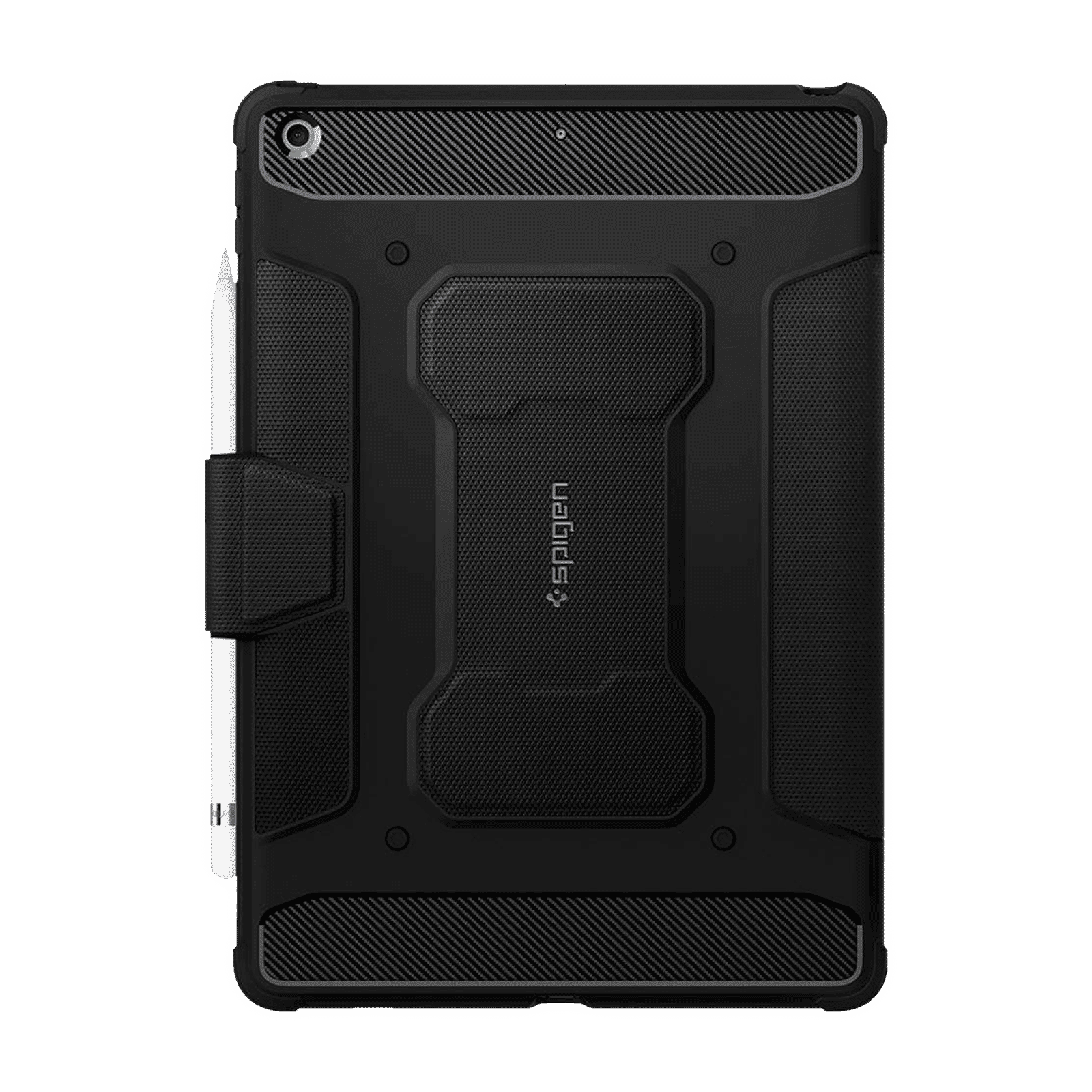 Spigen Rugged Armor Pro Polyurethane Leather, TPU Flip Cover for Apple iPad (9th, 8th & 7th Gen) (Built-in Kickstand, Black)_16
