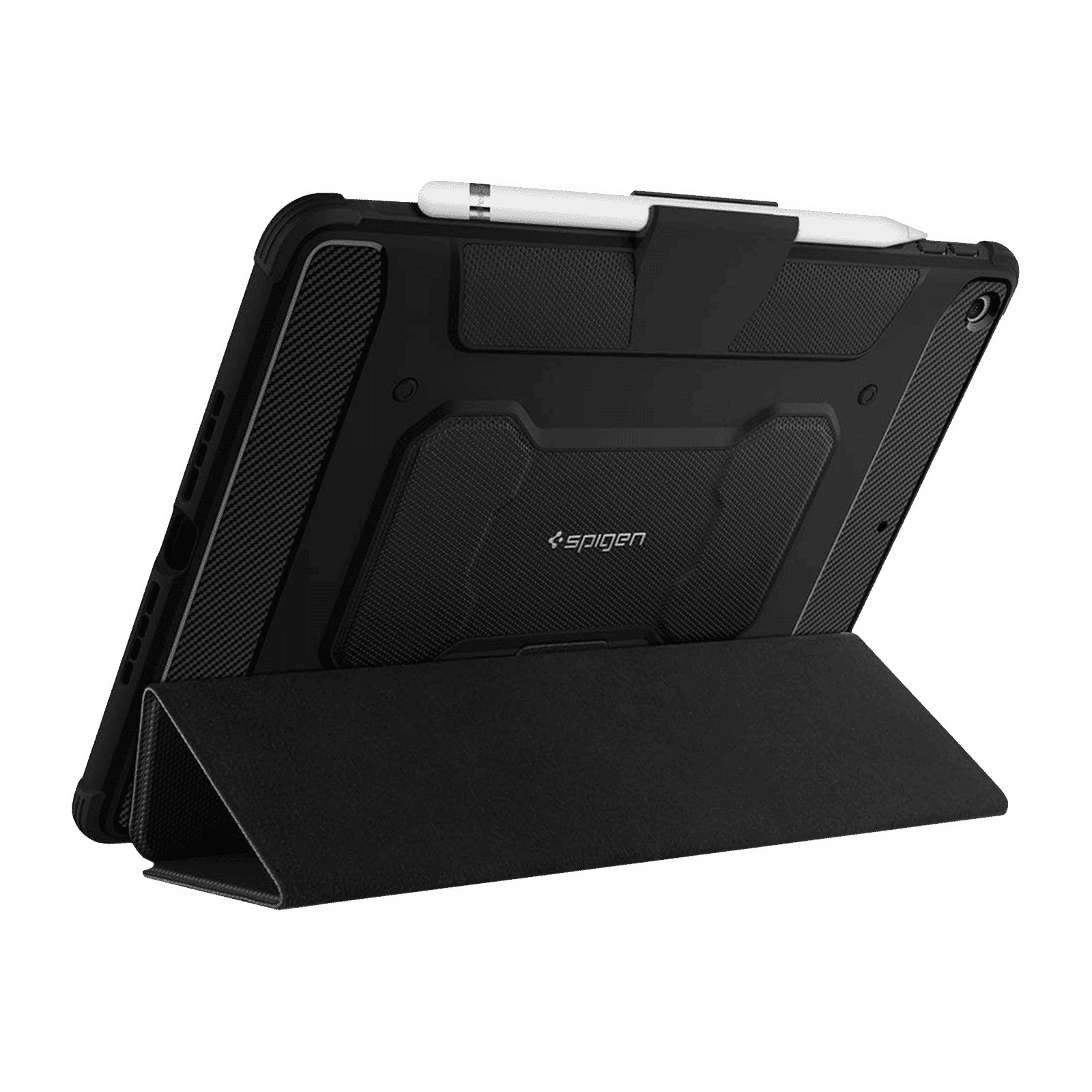 Spigen Rugged Armor Pro Polyurethane Leather, TPU Flip Cover for Apple iPad (9th, 8th & 7th Gen) (Built-in Kickstand, Black)_4