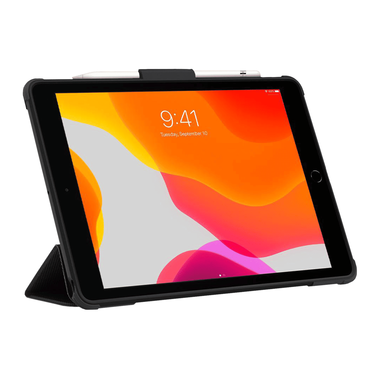 Spigen Rugged Armor Pro Polyurethane Leather, TPU Flip Cover for Apple iPad (9th, 8th & 7th Gen) (Built-in Kickstand, Black)_6